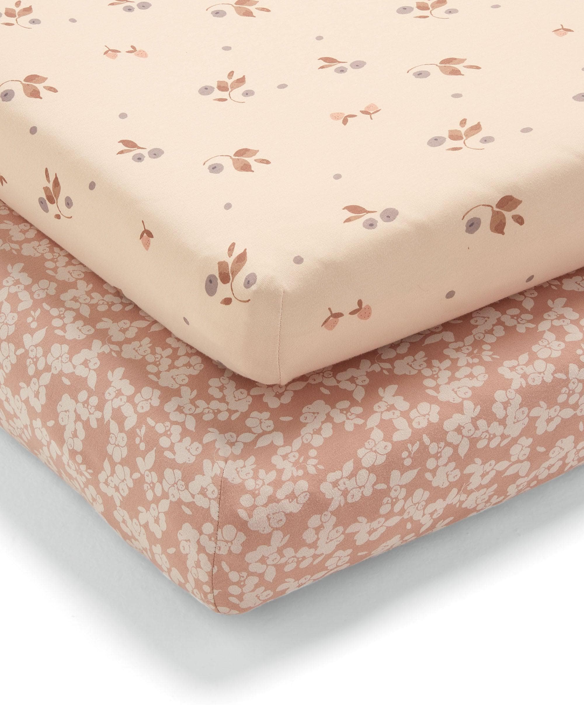 Cotbed Fitted Sheets (2 Pack) – Berry/Peony - Image 2