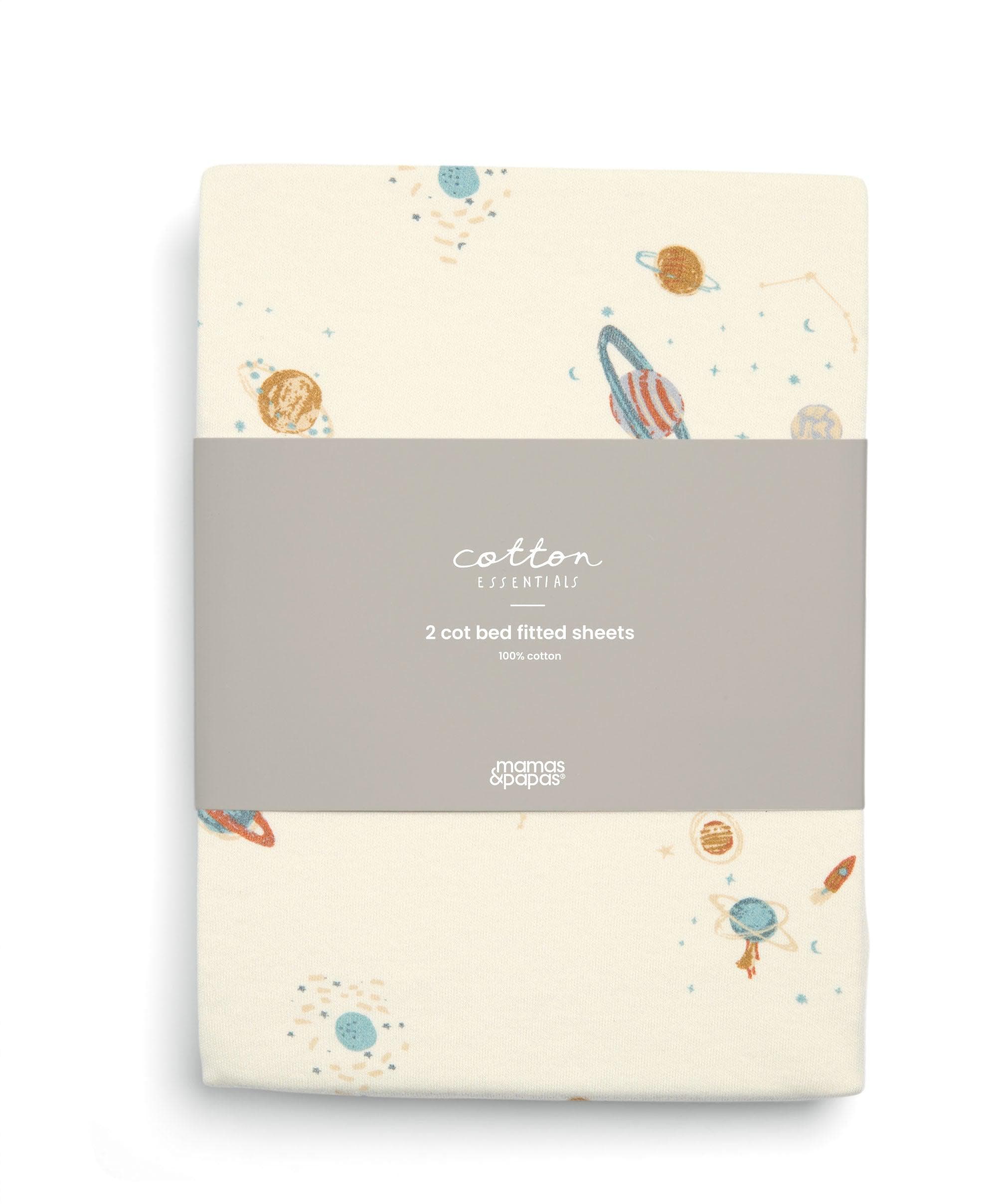 Cotbed Fitted Sheets (2 Pack) - Planet/Blue Star - Image 6