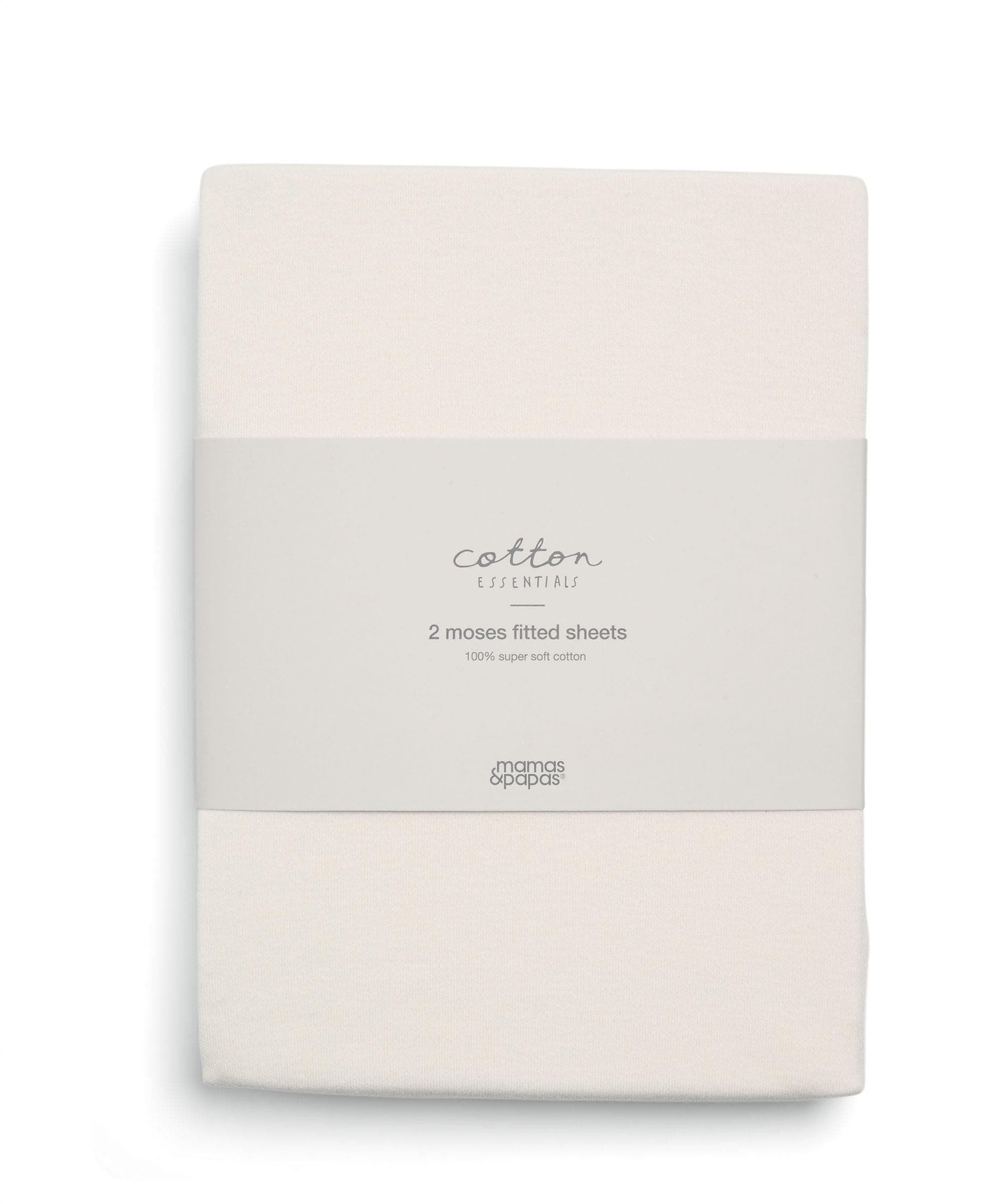 Moses Basket Fitted Sheets (2 pack) - Cream - Image 2