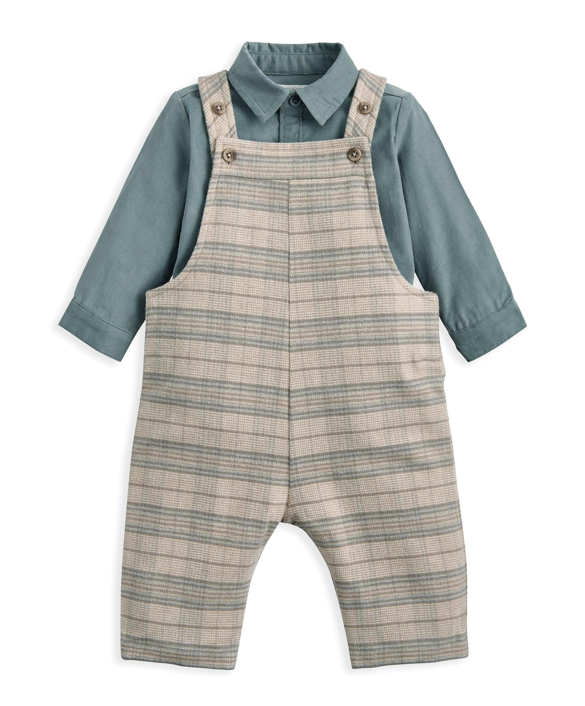 Check Dungarees & Striped Shirt Set (2 Pieces) - Image 4
