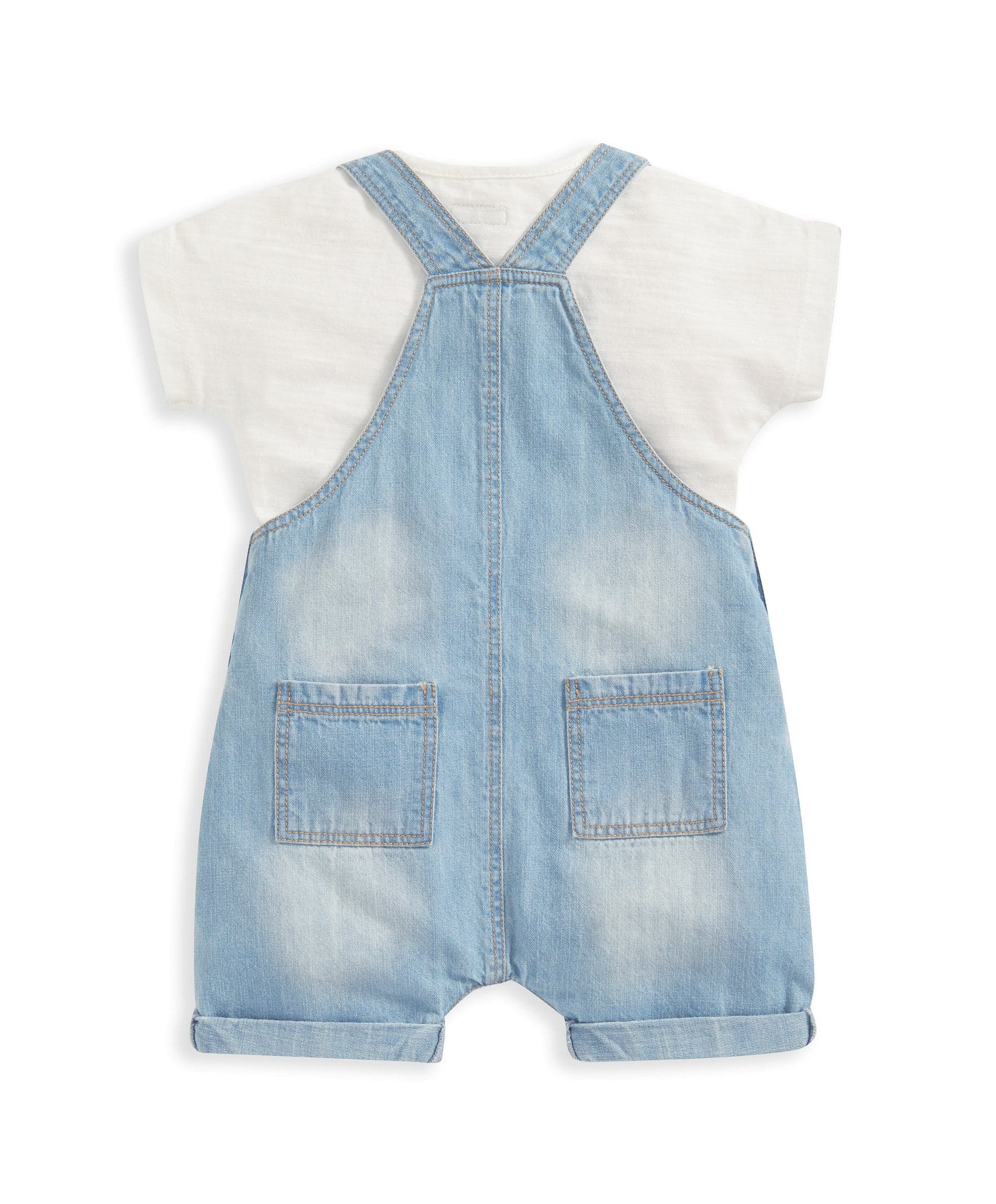 Denim Dungarees and White T Shirt - 2 Piece Set - Image 5