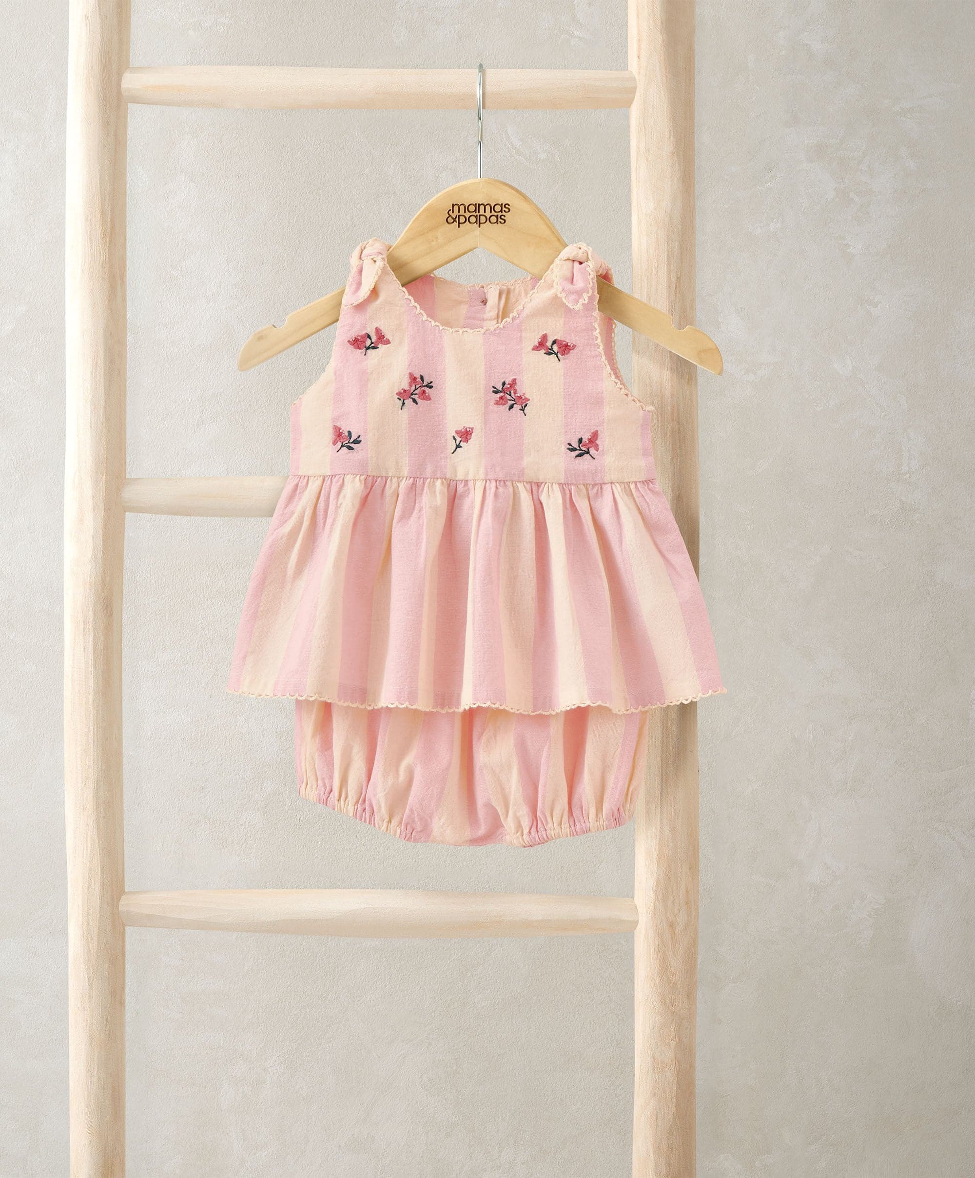 Striped Pink Peplum Top Set