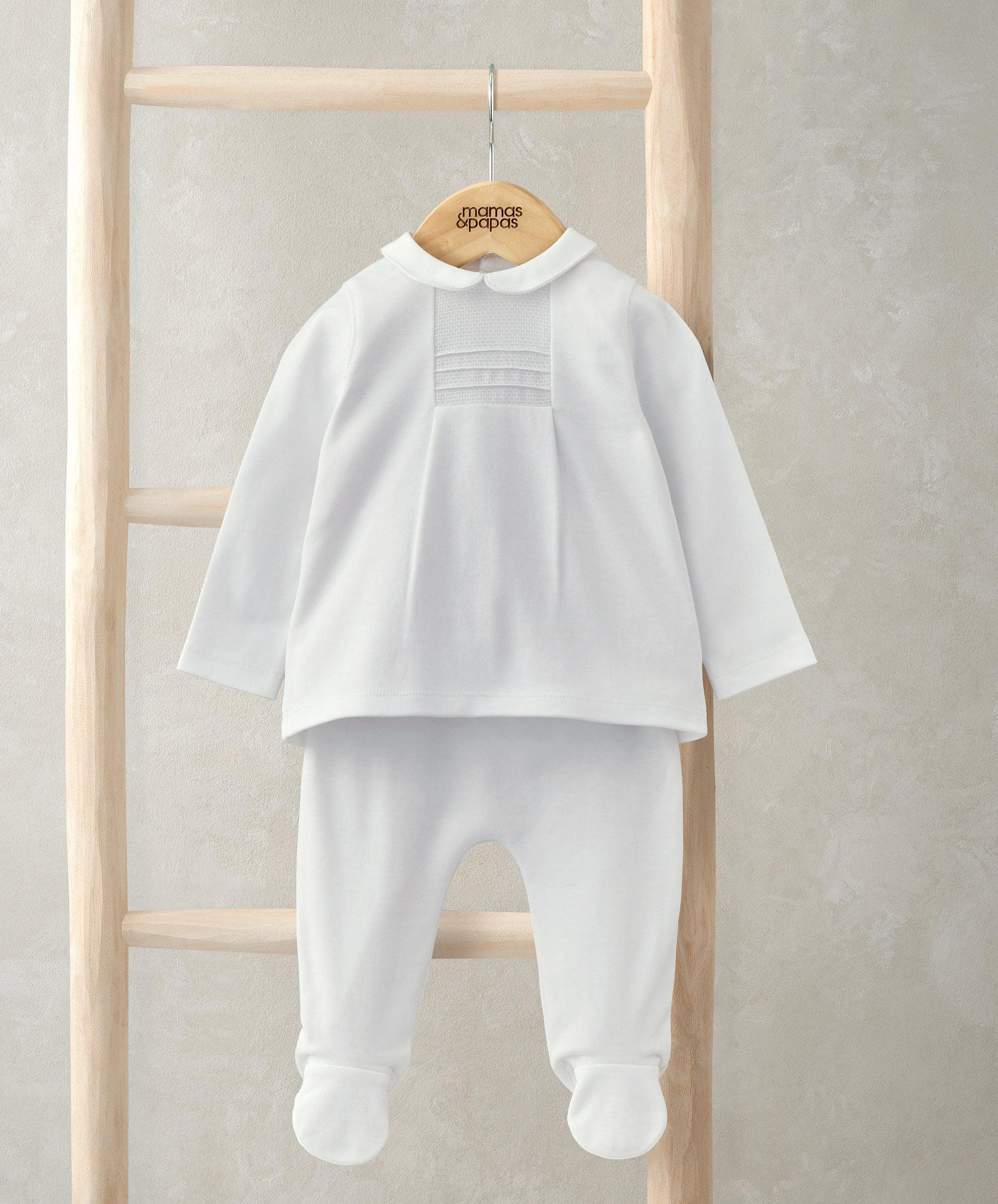 Peter Pan Collar Top & Bottom Set (2 Pieces) - White