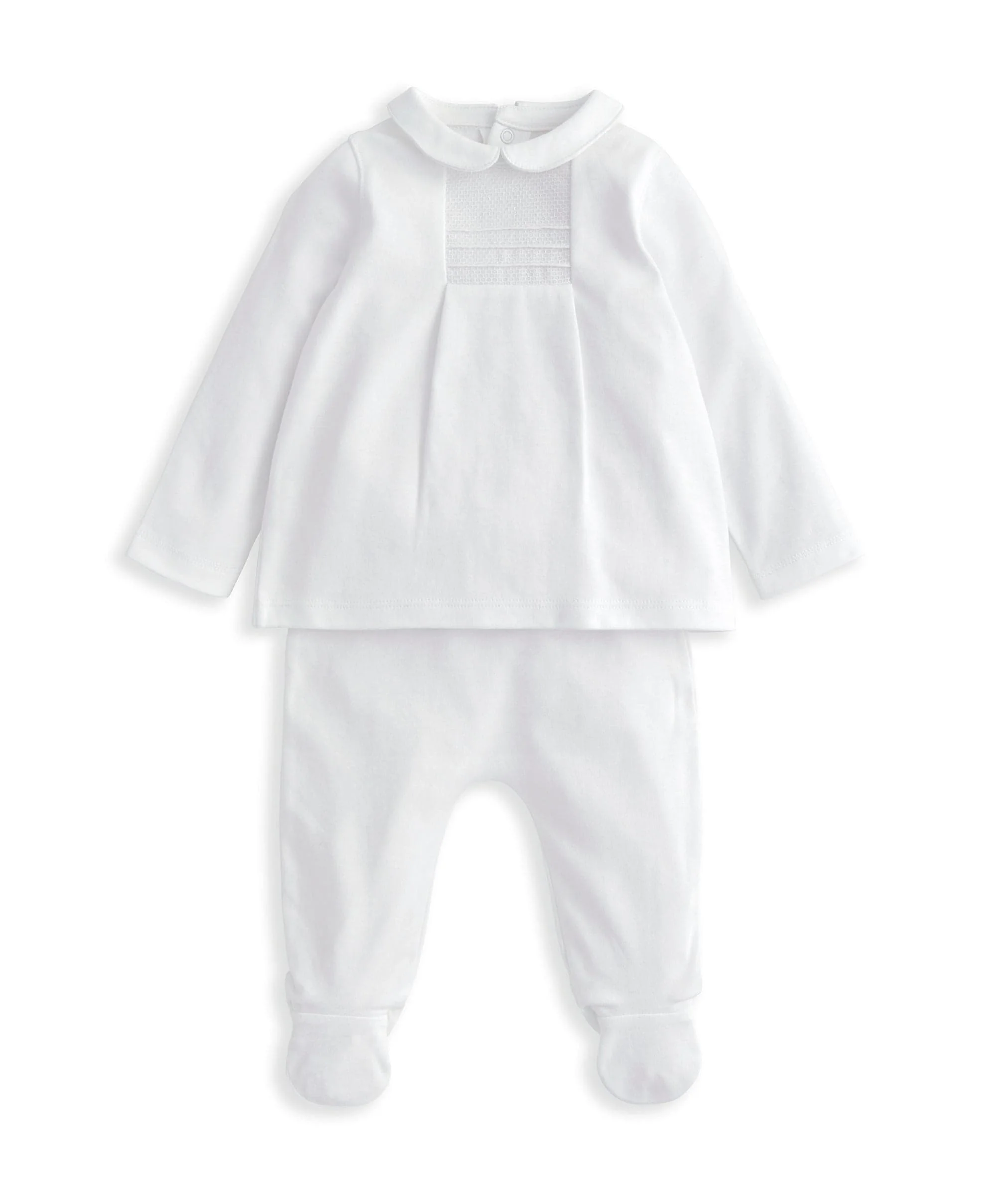 Peter Pan Collar Top & Bottom Set (2 Pieces) - White - Image 3
