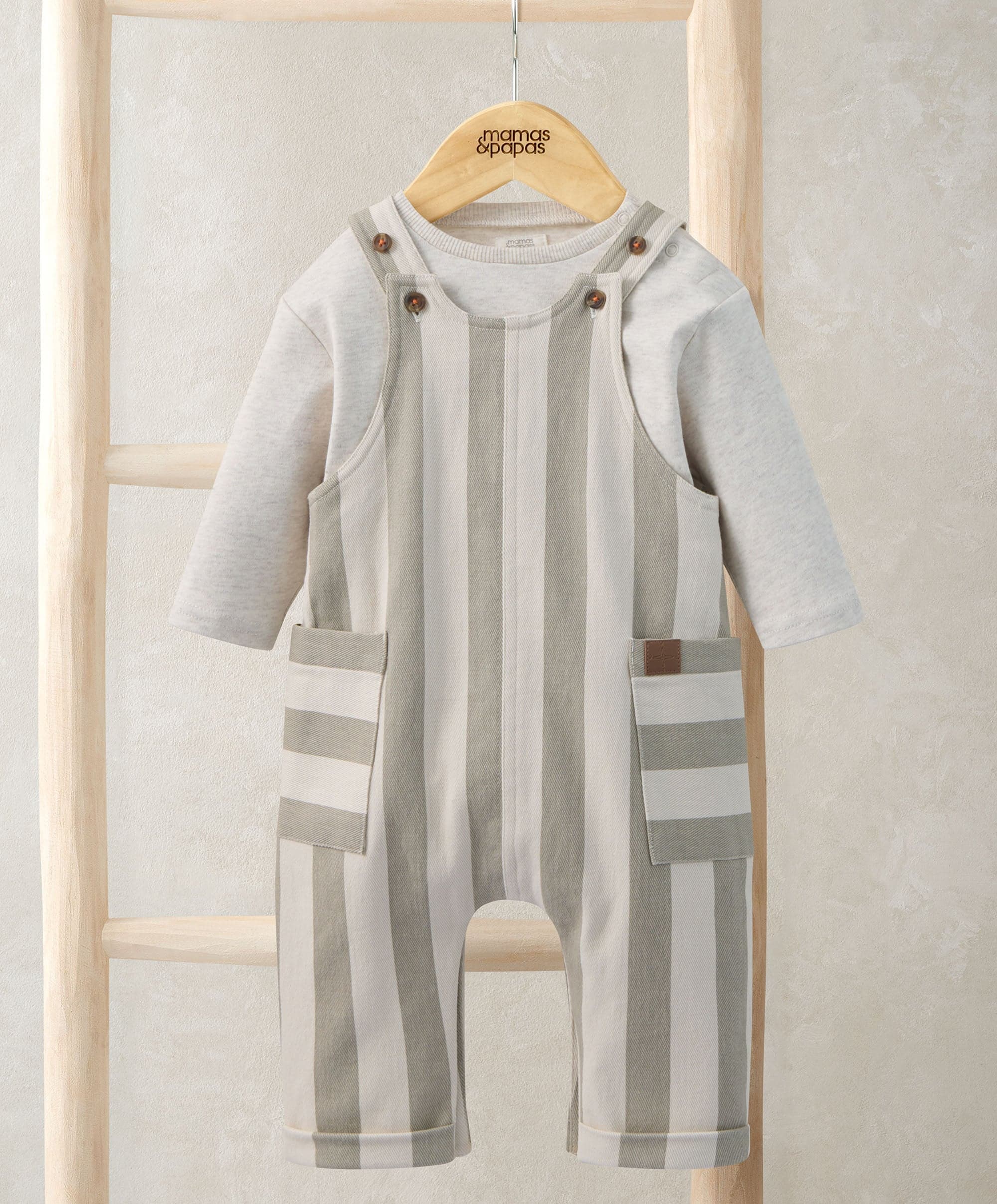Striped Dungarees & Ribbed Top