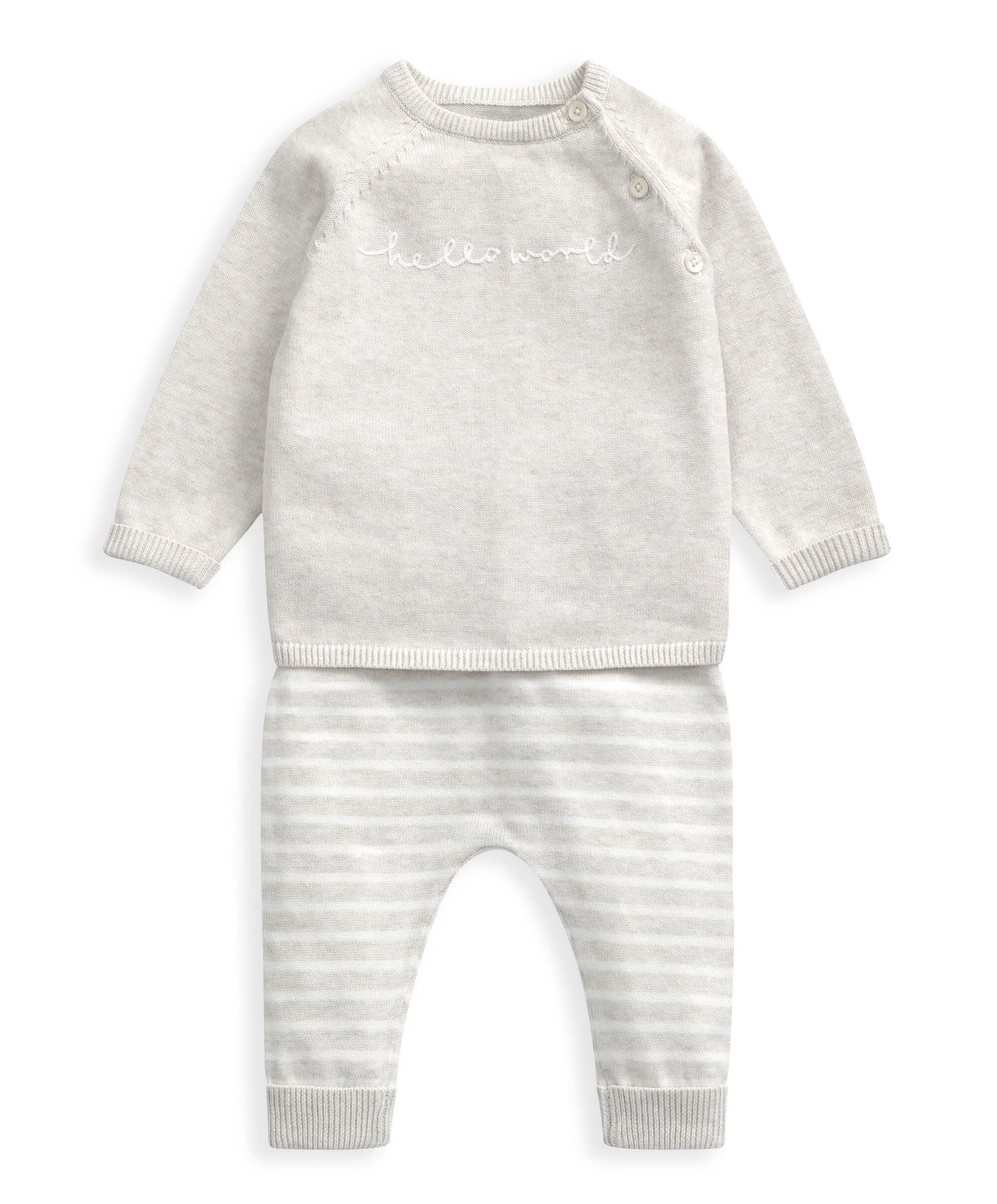 Hello World Knit Set (2 Piece) - Beige - Image 6