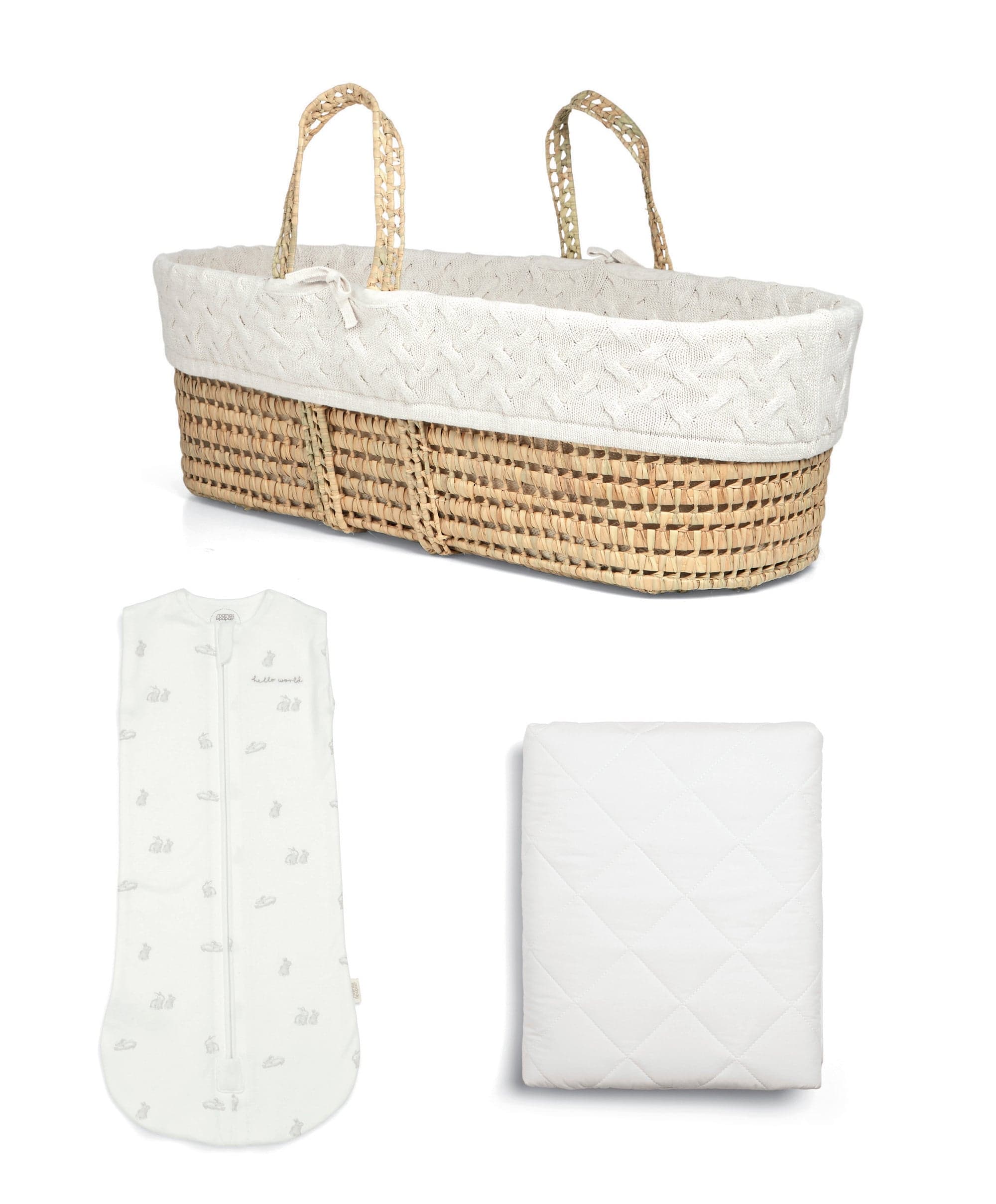 Newborn Moses Basket Bundle (3 Pieces) - Bunny