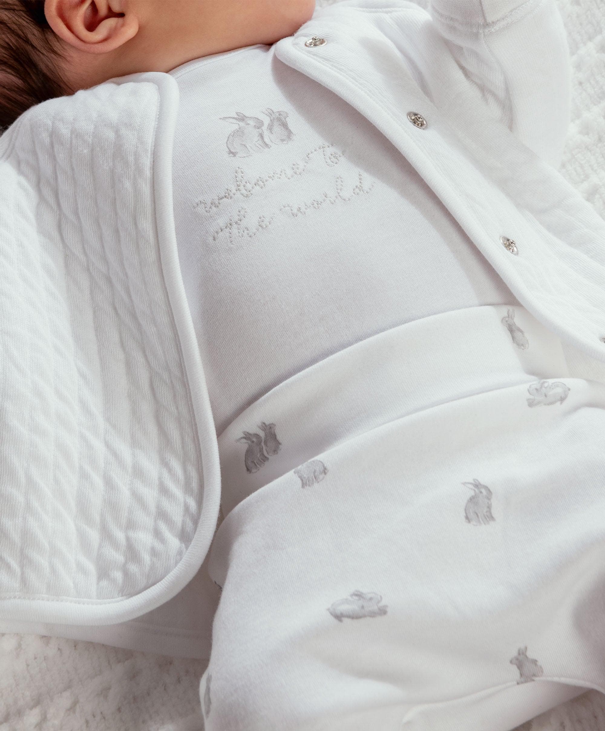 Quilted Jacket Bodysuit and Bottoms Set (3 Pieces) Bunny Print - Image 4