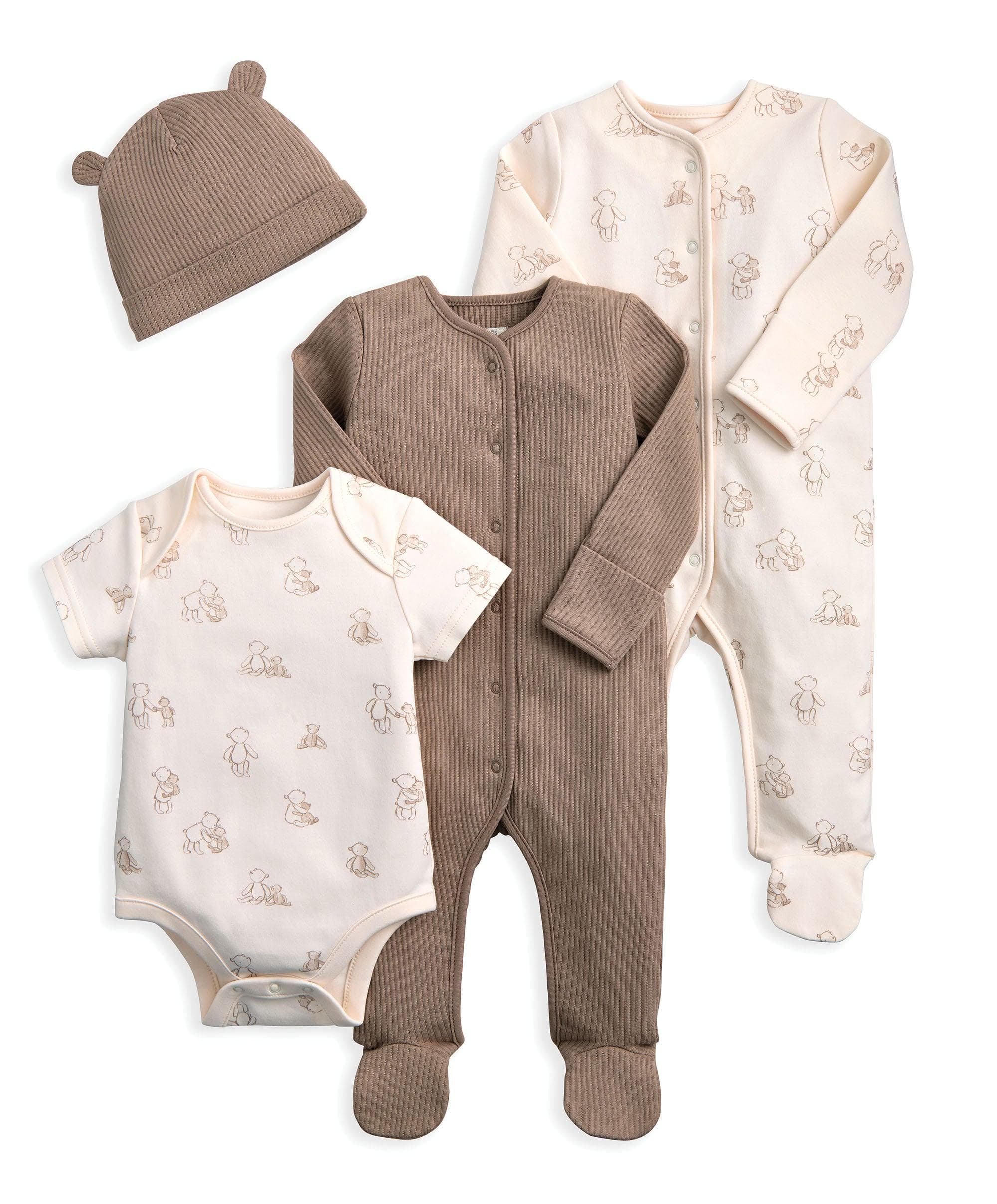 Bear Print All In Ones Bodysuit & Hat Set (4 Pieces) - Image 6
