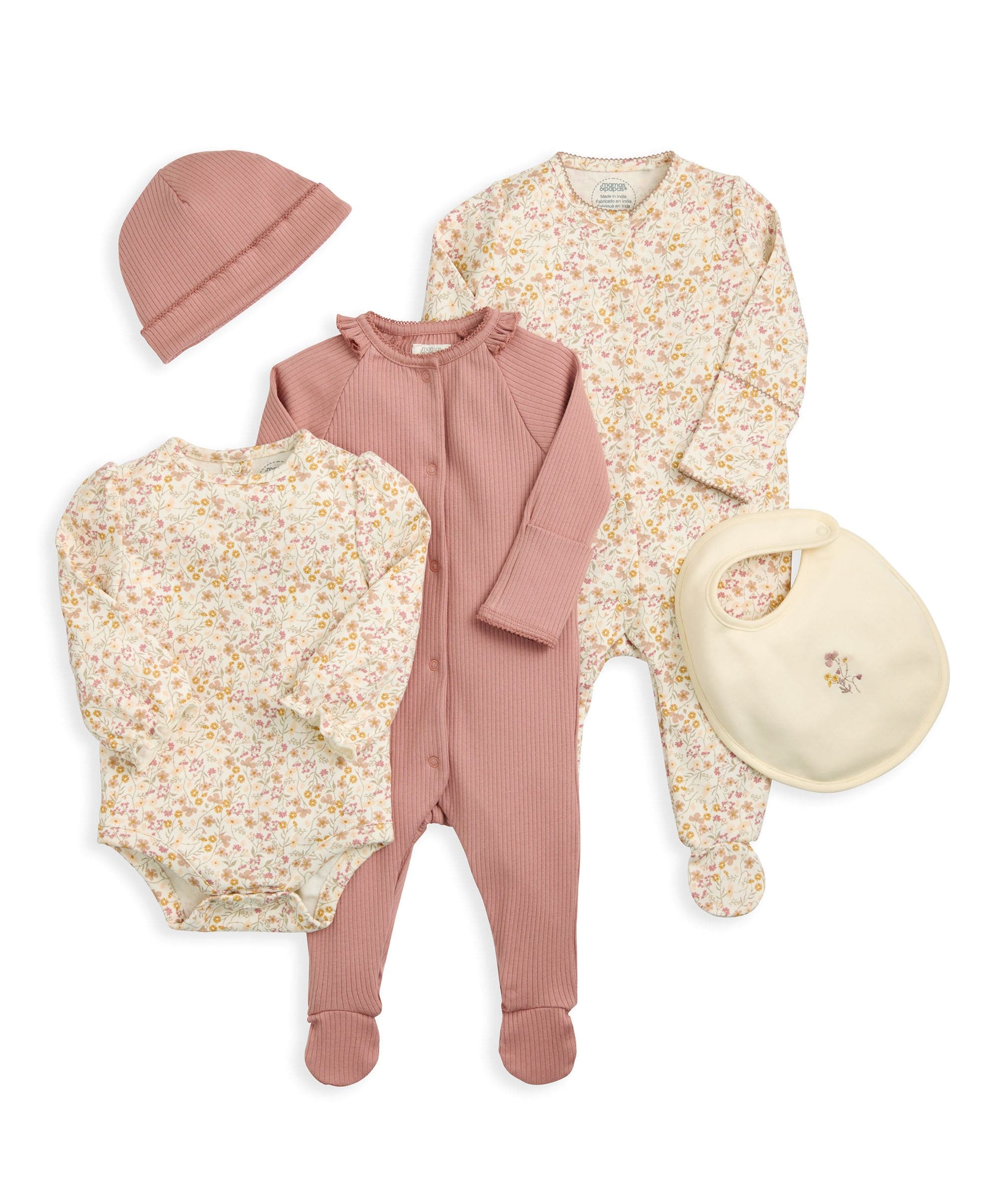 Welcome to the World Floral Baby Clothes 5 Piece Set - Image 2