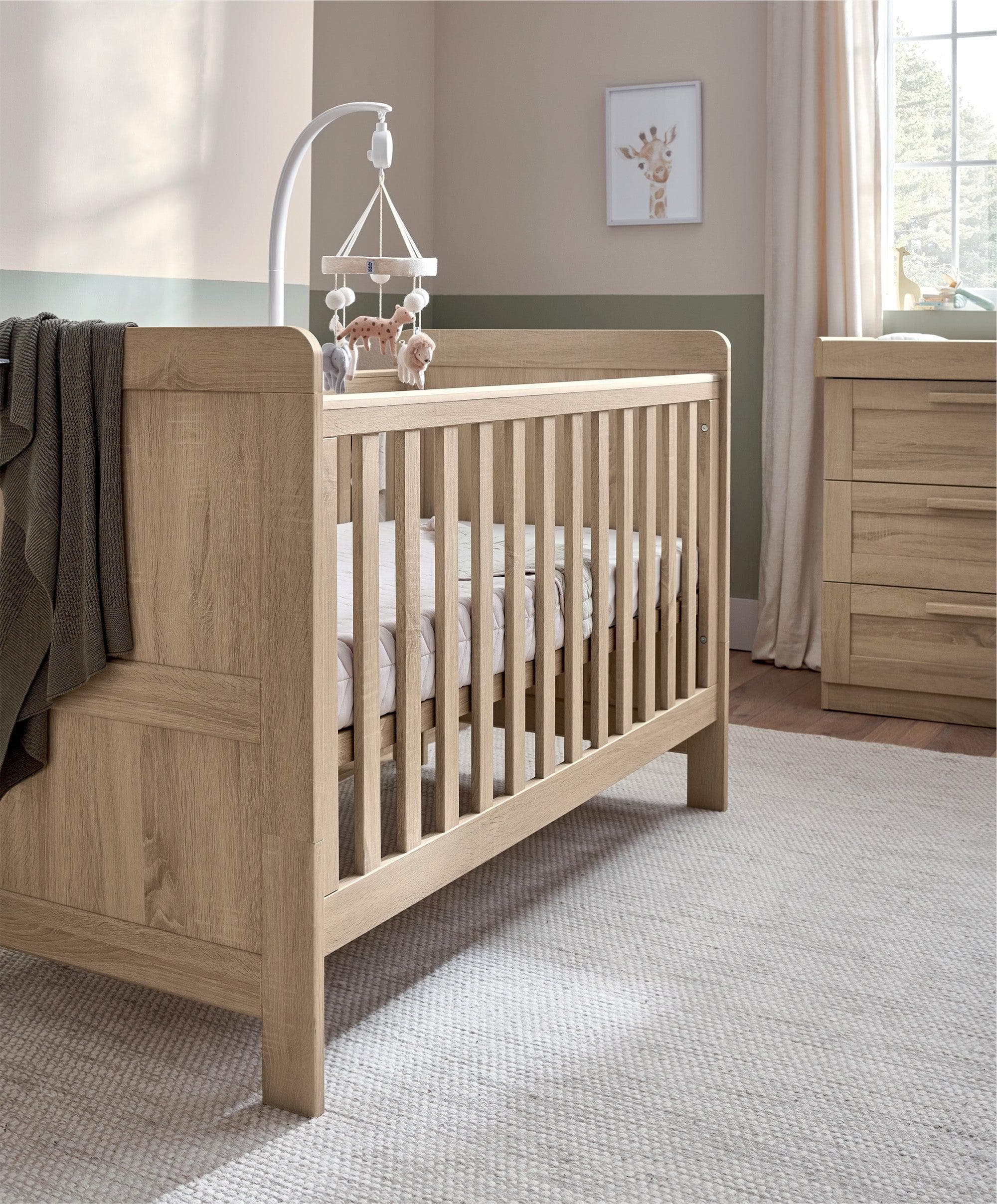 Atlas 3 Piece Cotbed Range with Dresser Changer & Wardrobe - Light Oak - Image 5