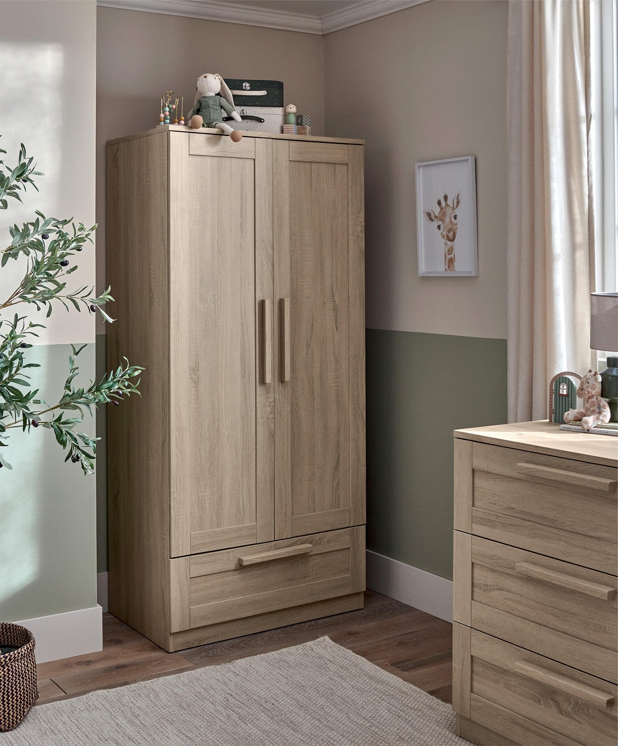 Atlas 3 Piece Cotbed Range with Dresser Changer & Wardrobe - Light Oak - Image 6