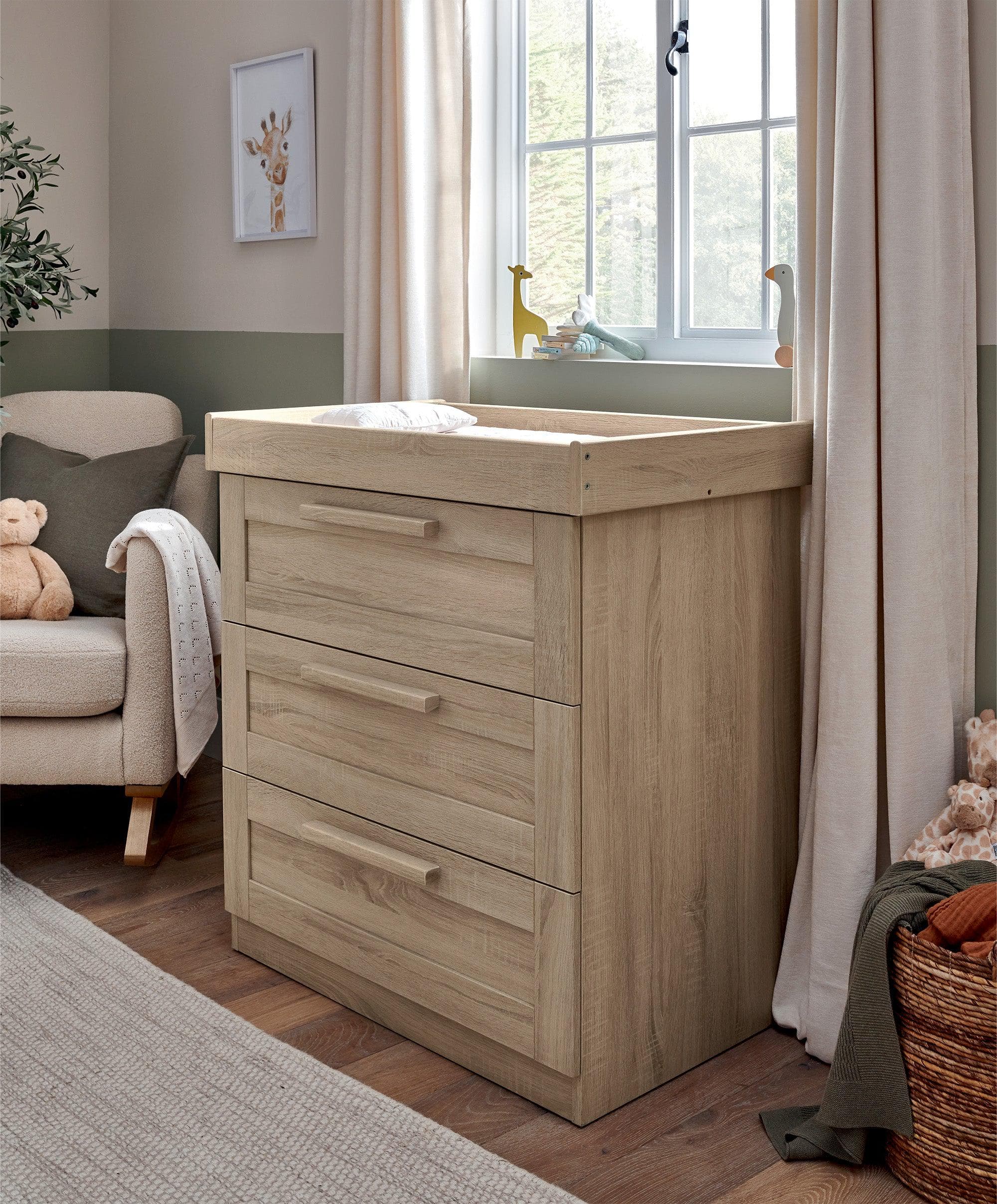 Atlas 3 Piece Cotbed Range with Dresser Changer & Wardrobe - Light Oak - Image 7