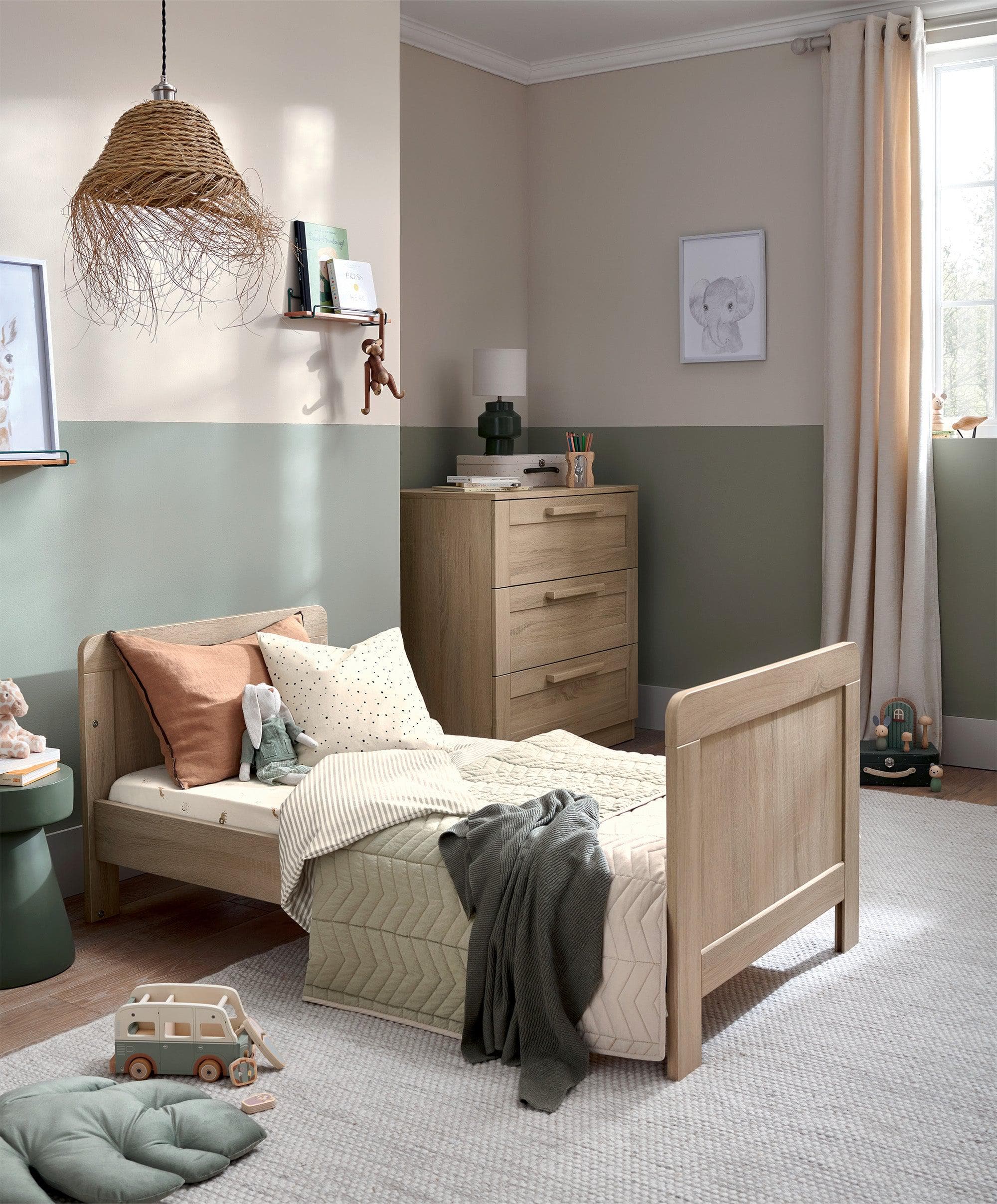 Atlas 3 Piece Cotbed Range with Dresser Changer & Wardrobe - Light Oak - Image 9