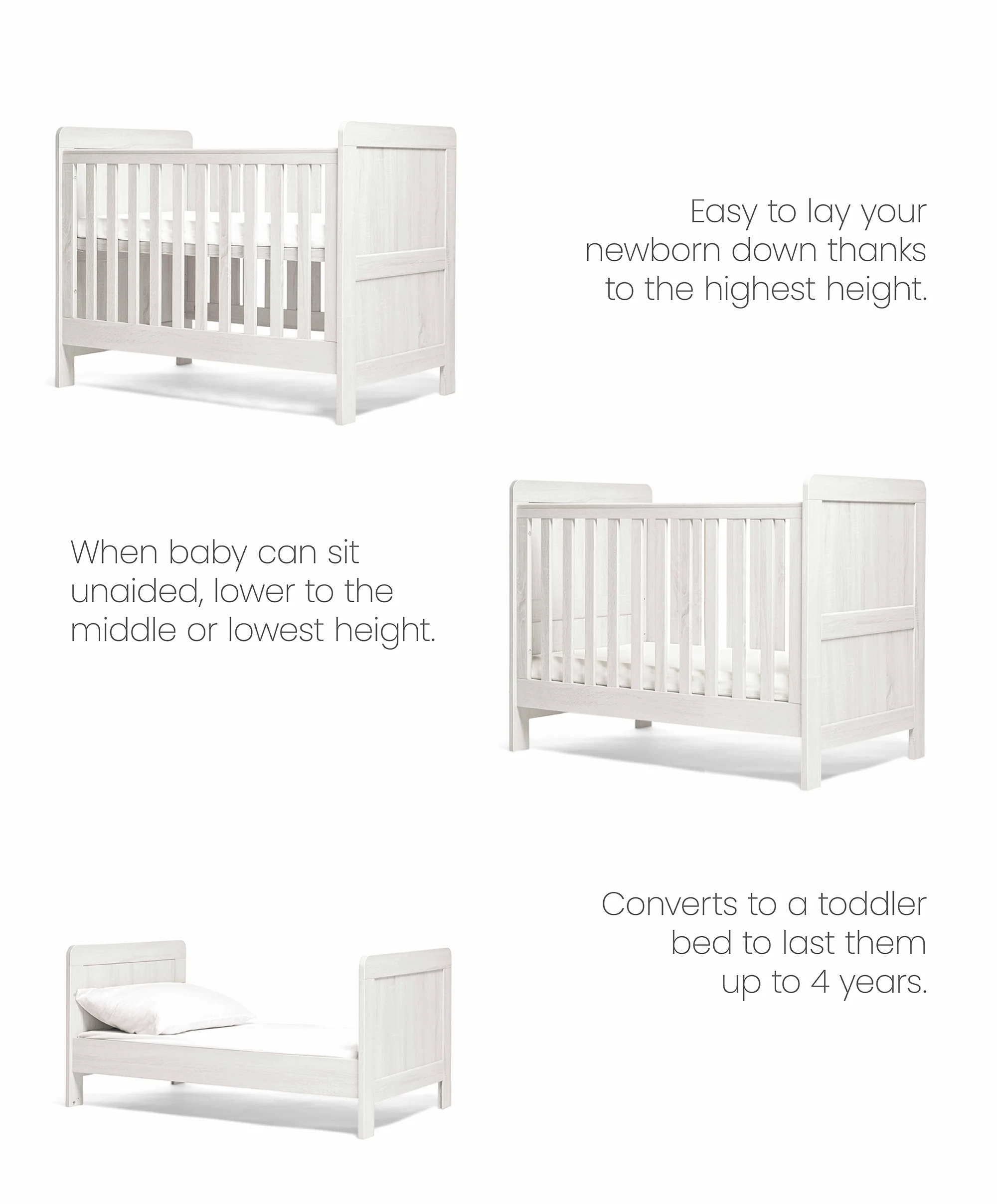 Atlas Small Cotbed Bundle with Essential Airflow Pocket Spring Small Cotbed & Cot Mattress - White - Image 7