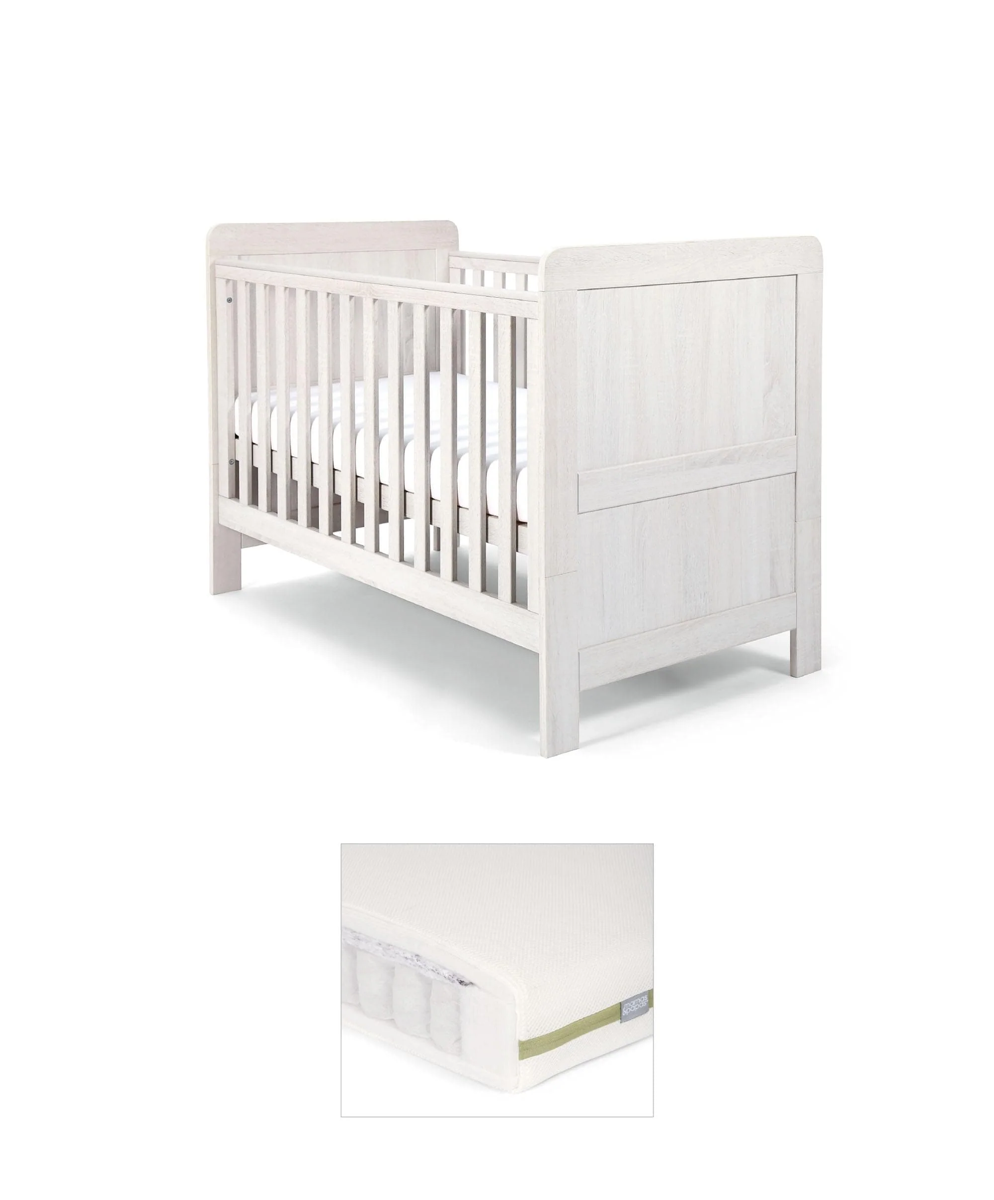 Atlas Cotbed & Premium Pocket Spring Mattress Bundle - Nimbus White