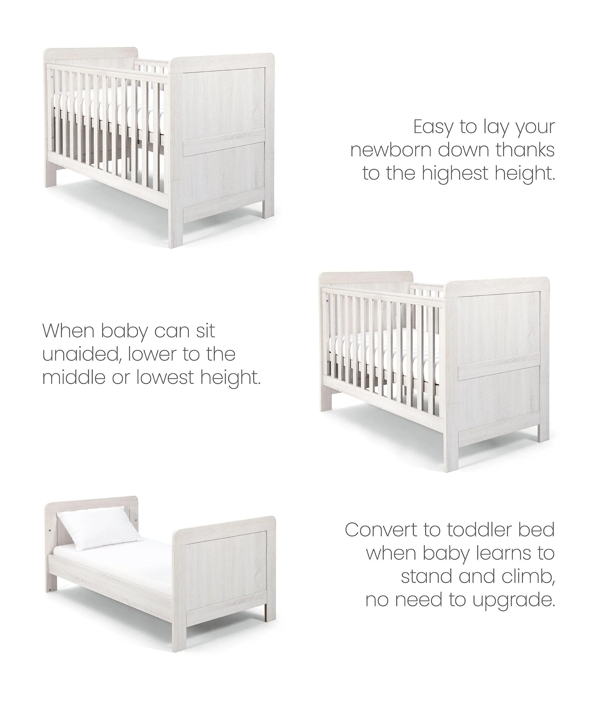 Atlas Nursery Bundle with Lua Bedside Crib (6 Piece) – White - Image 5