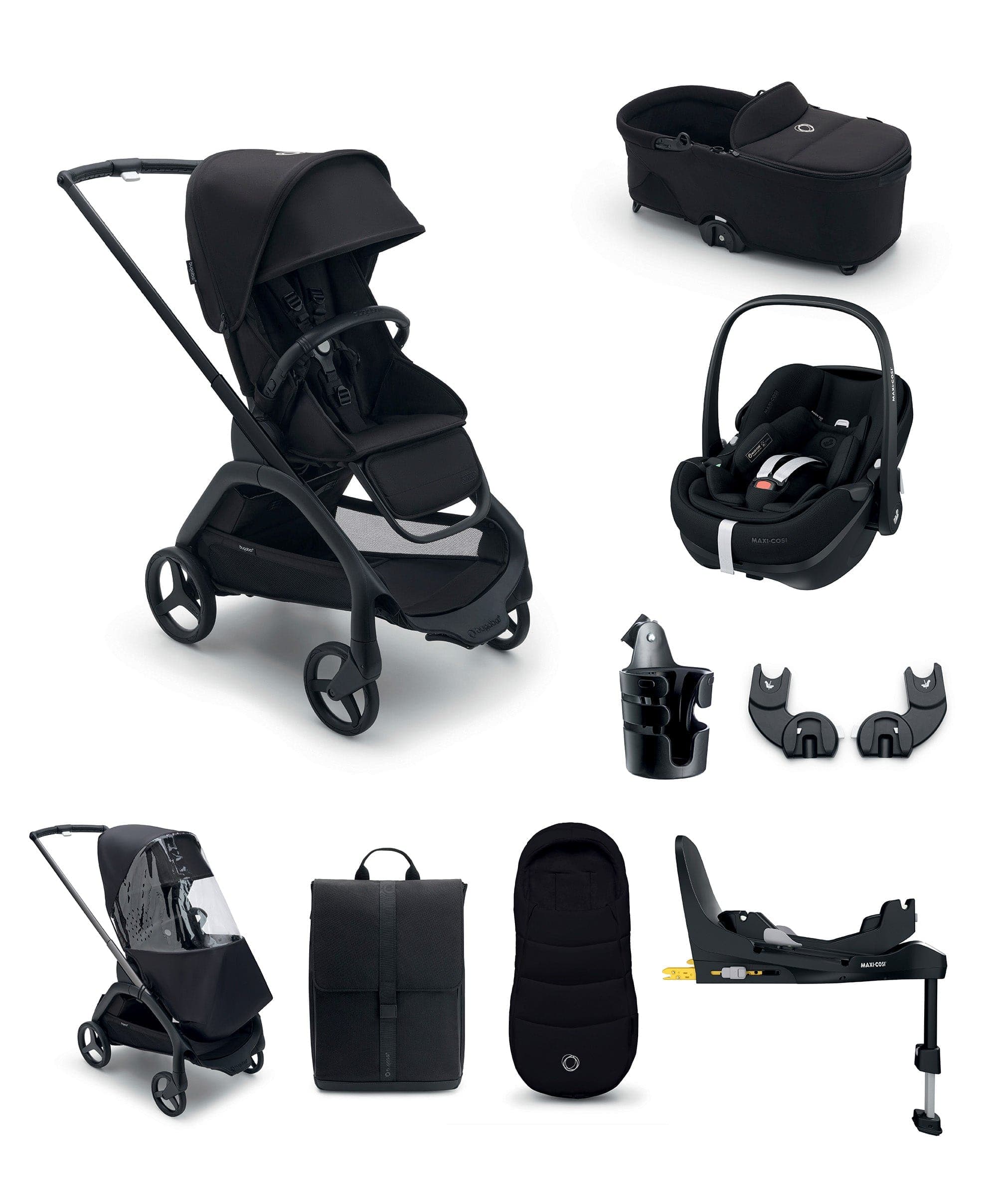 Bugaboo Dragonfly Pushchair Bundle with Maxi-Cosi Pebble 360 Pro² Car Seat & Base - Black