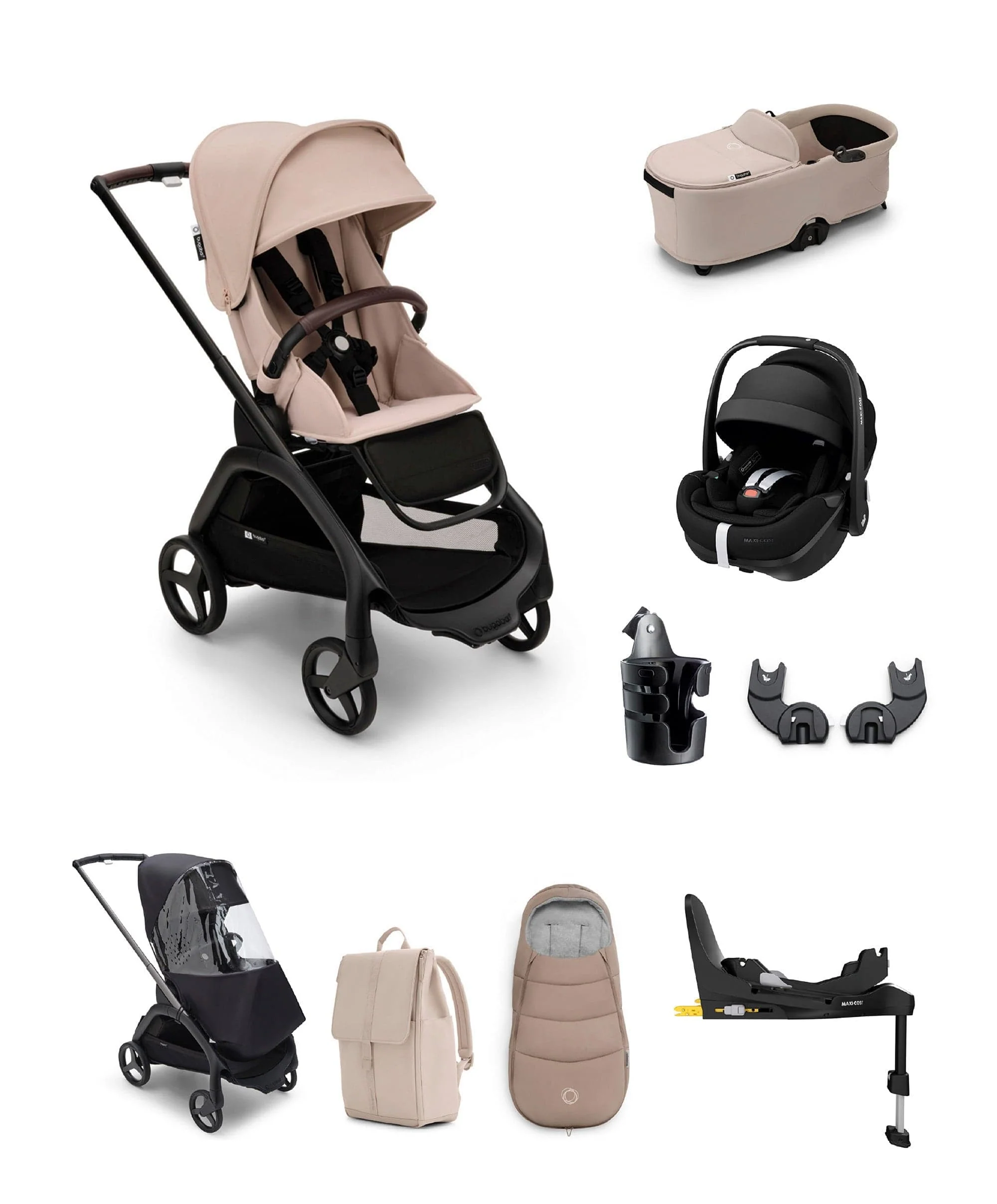 Bugaboo Dragonfly Pushchair Bundle with Maxi-Cosi Pebble 360 Pro² Car Seat & Base - Taupe