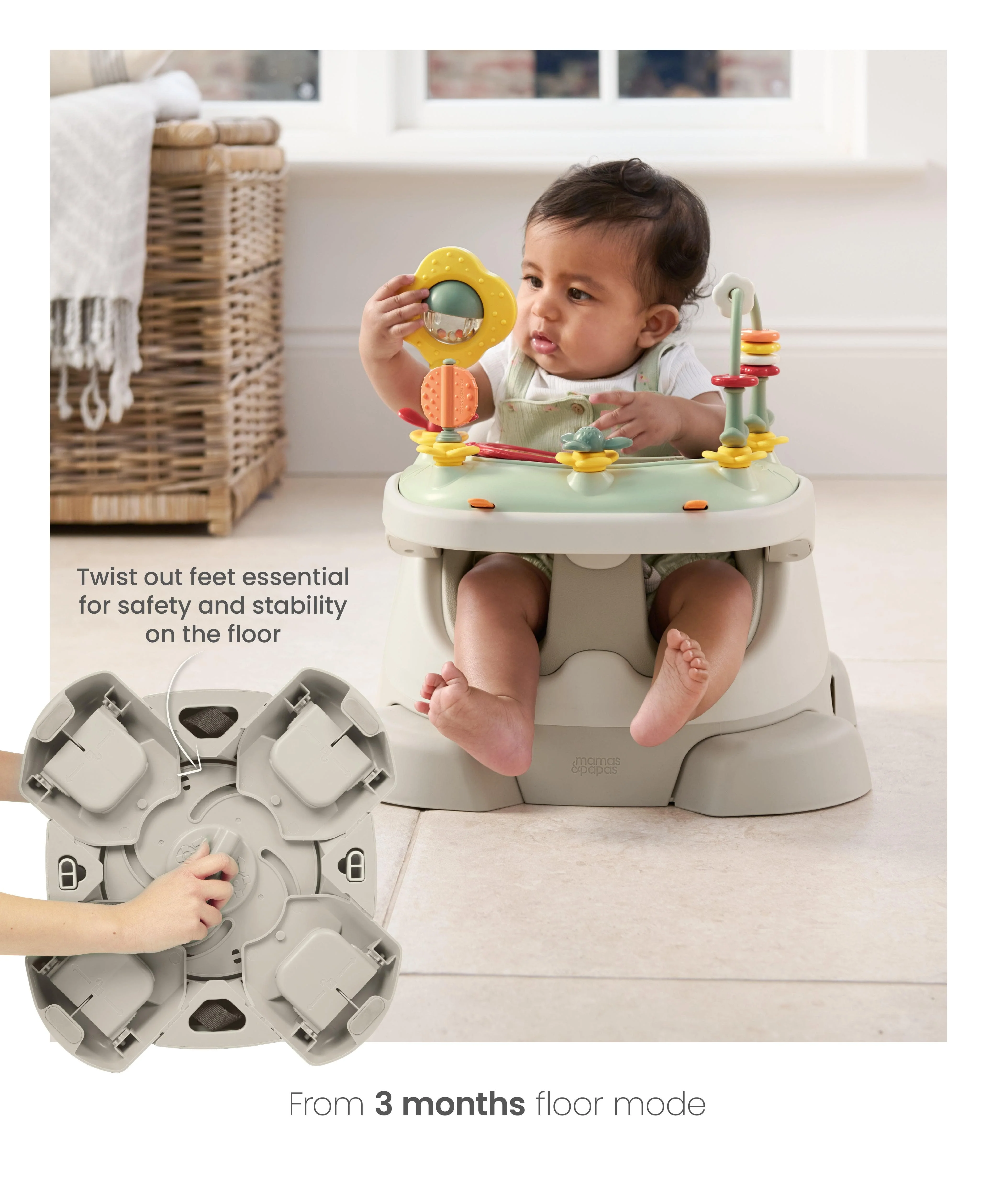 Bug 3-in-1 Floor and Booster Seat with Activity Tray - Clay - Image 14