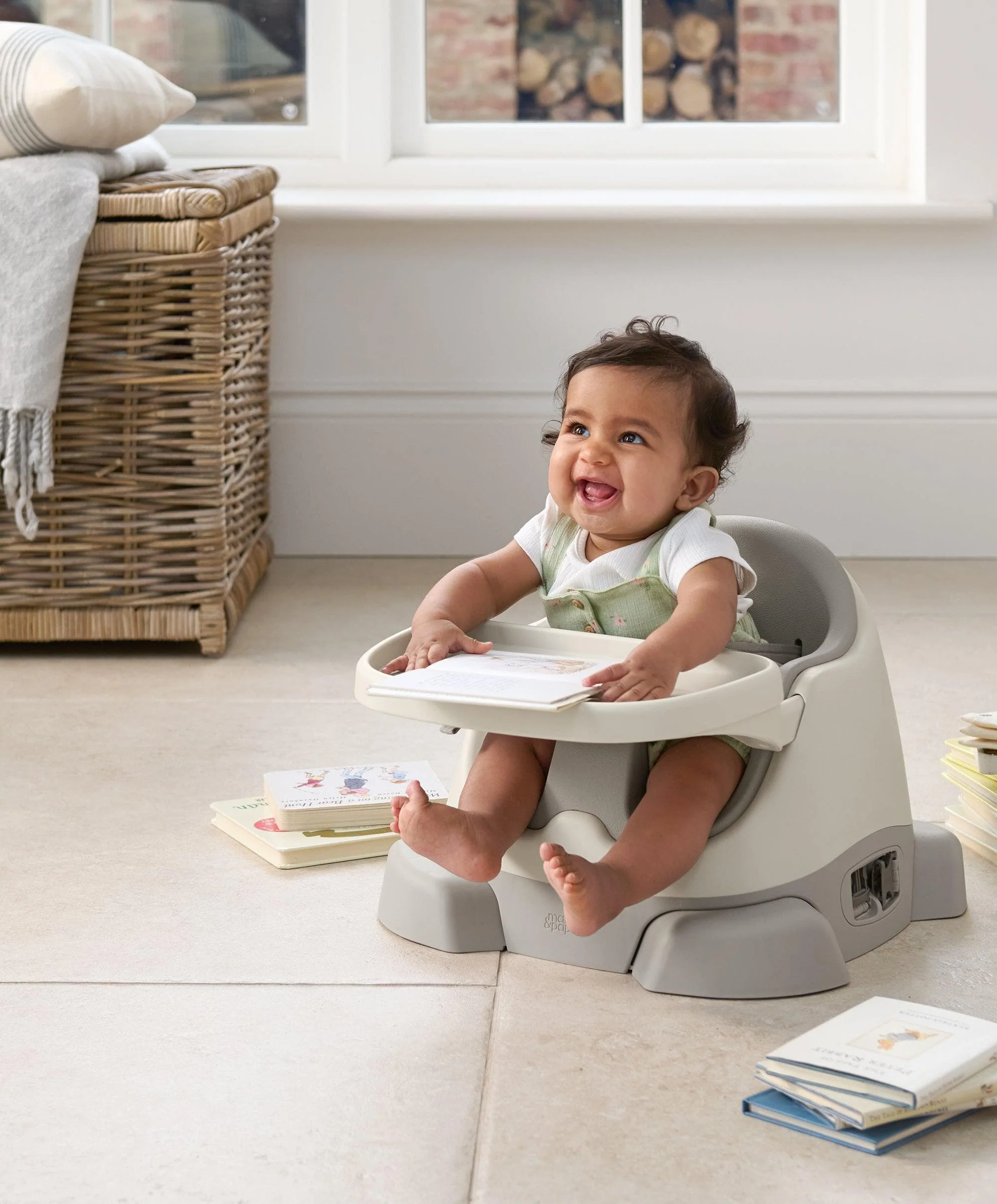 Bug 3-in-1 Floor & Booster Seat with Activity Tray - Pebble Grey - Image 3