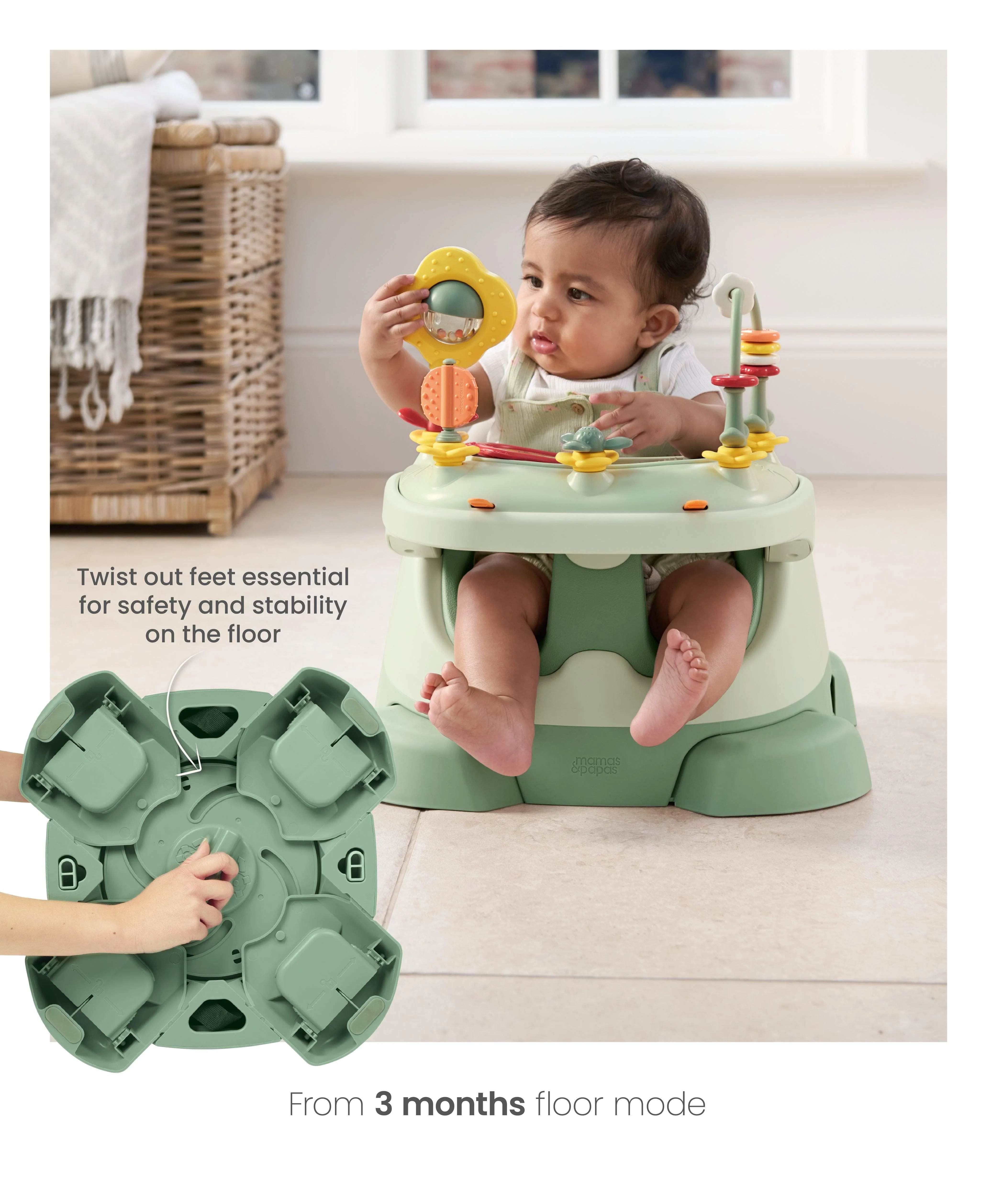 Bug 3-in-1 Floor & Booster Seat with Activity Tray - Eucalyptus - Image 8