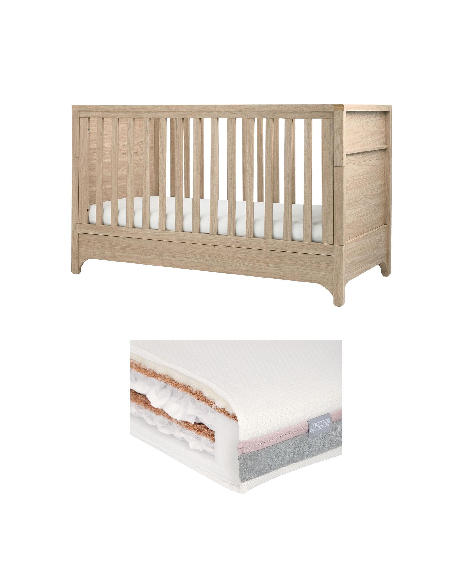 Barton Cotbed With Luxury Hybrid Twin Cotbed Mattress Bundle - Oak