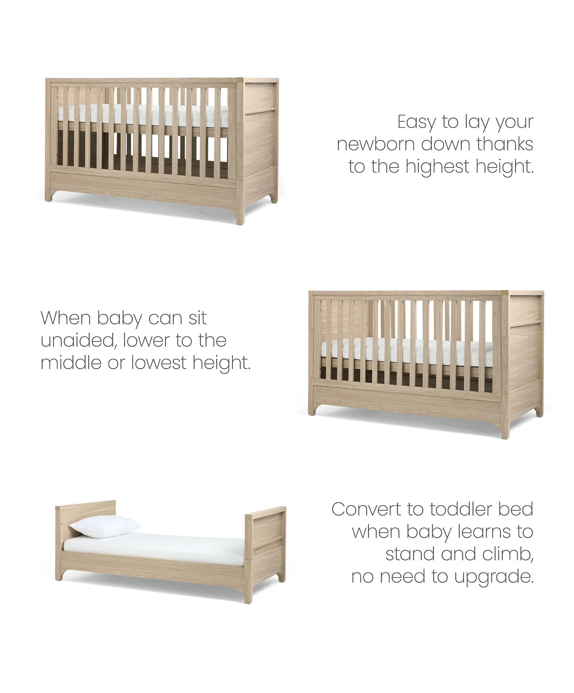 Barton Cotbed With Premium Pocket Spring Cotbed Mattress Bundle - Oak - Image 6