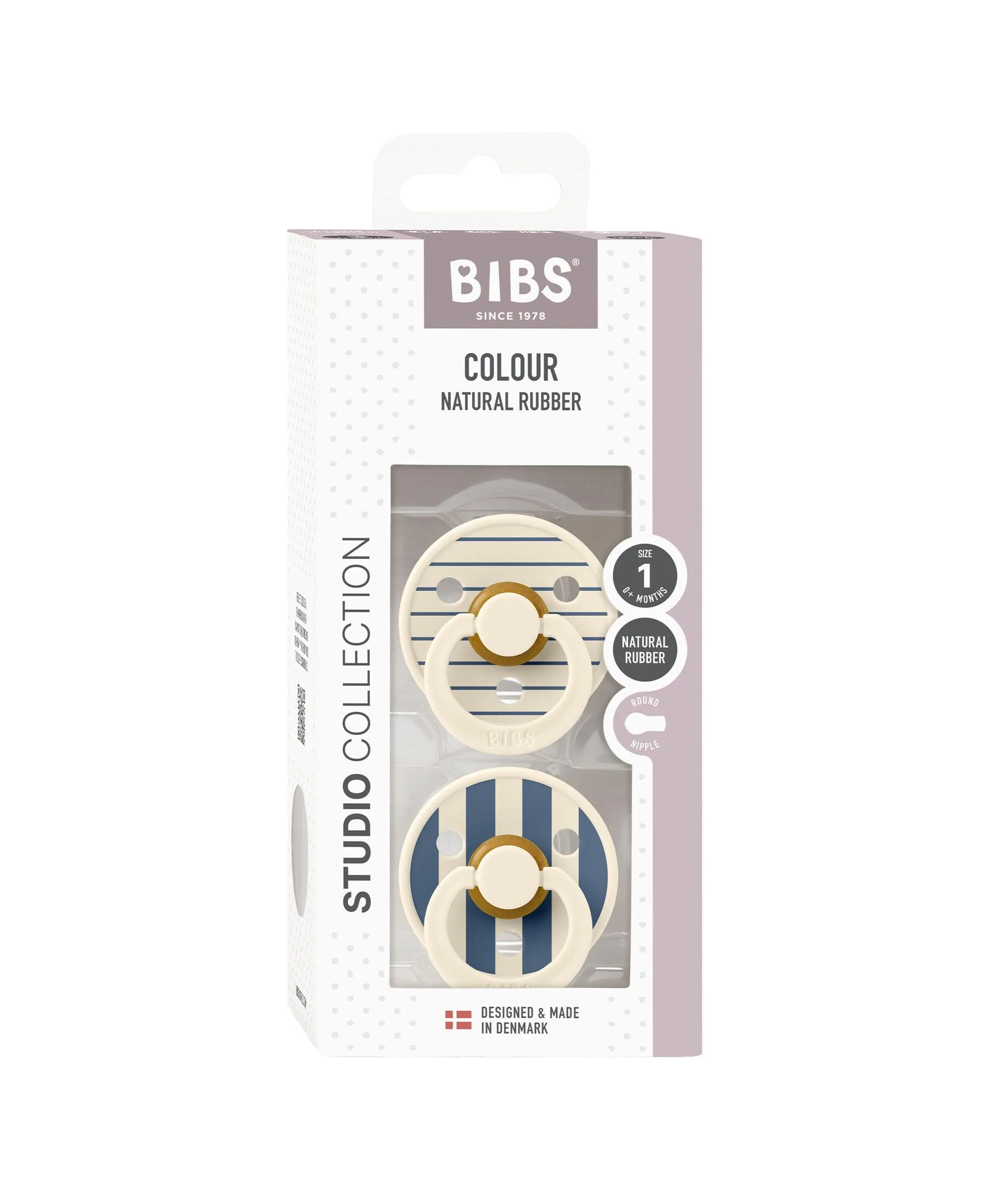 BIBS Pacifier Studio Colour (2 Pack) Ivory/Steel Blue - Image 3