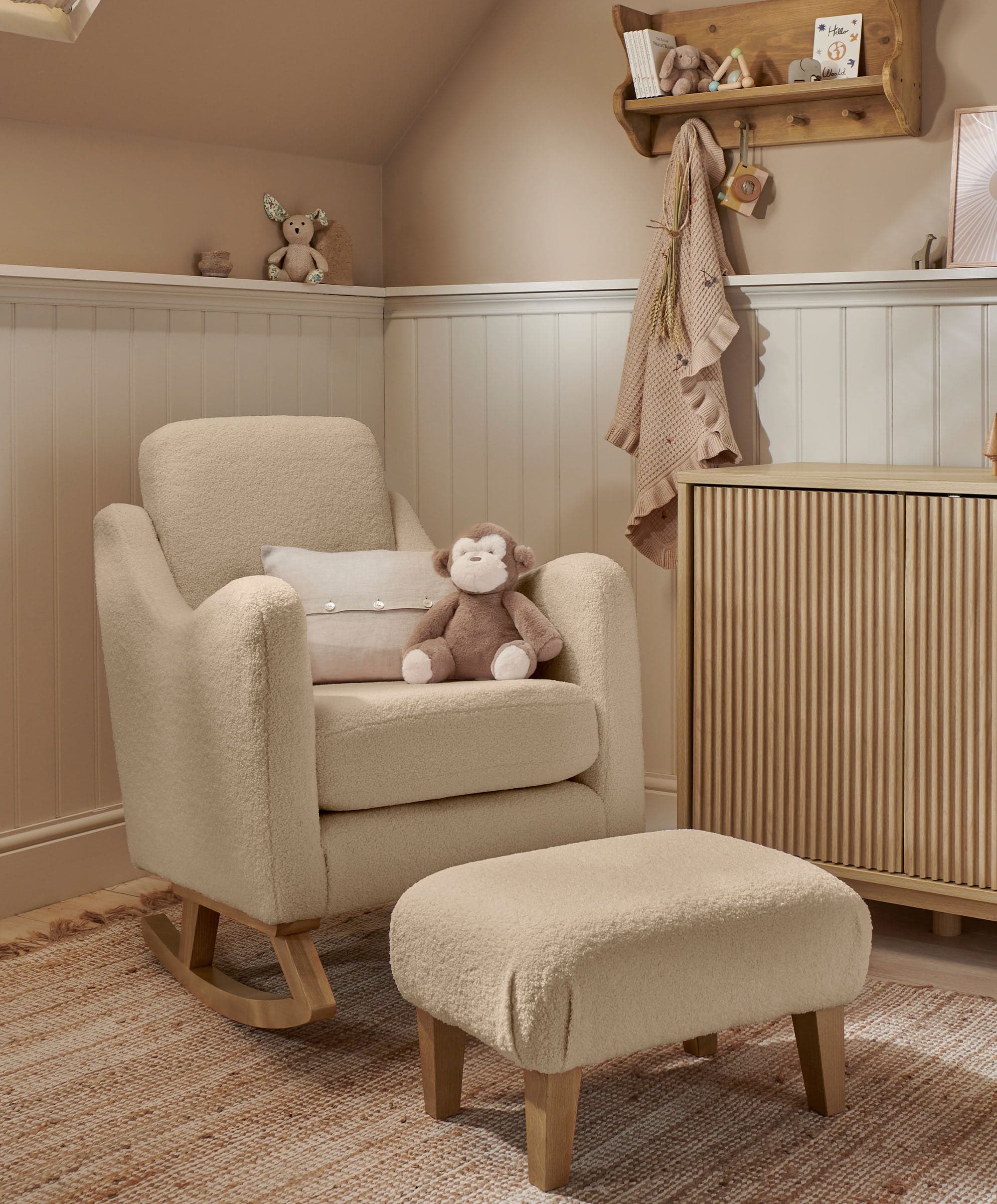 Bowdon Nursing Chair & Footstool Set - Oatmeal Boucle