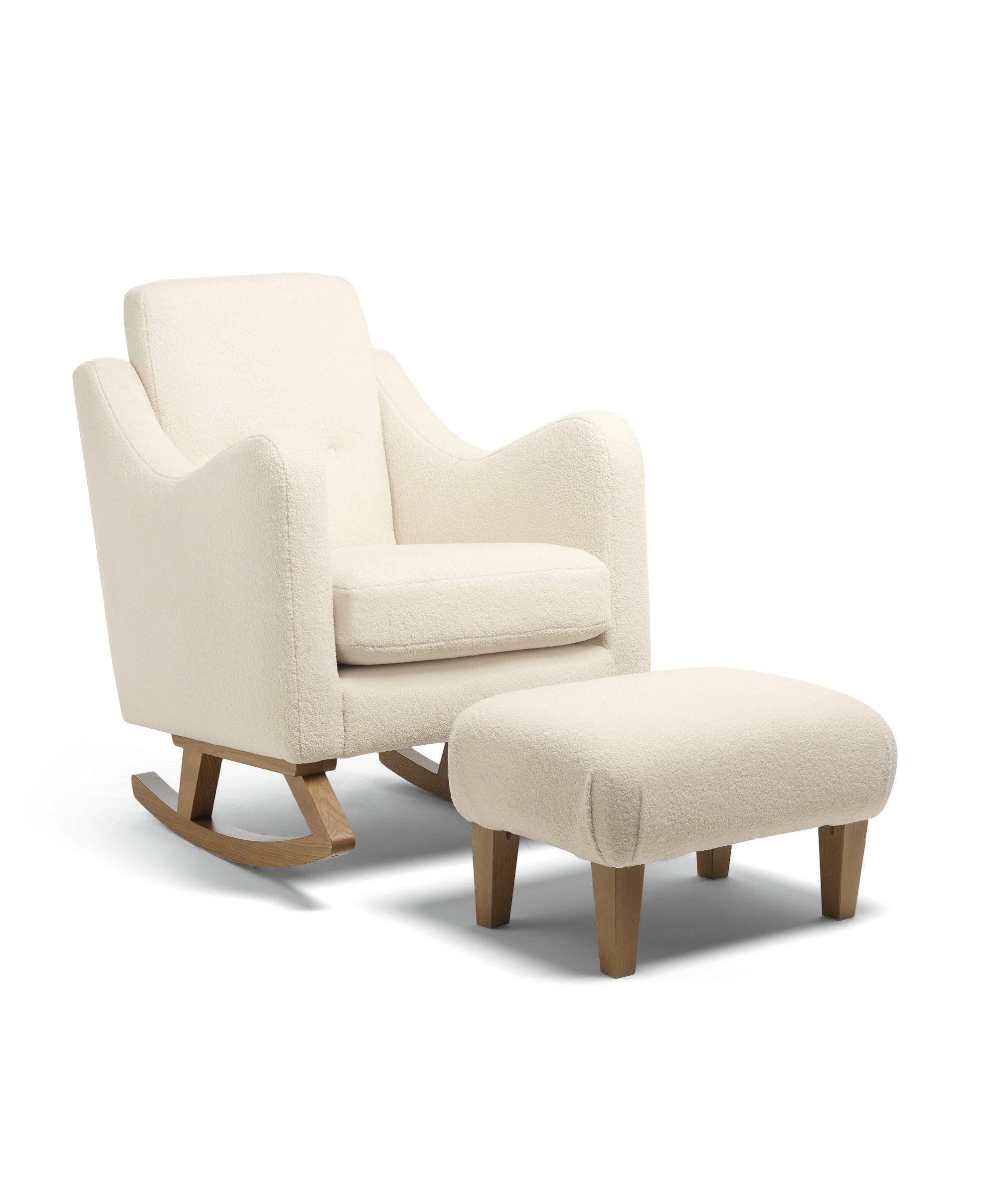 Bowdon Nursing Chair & Footstool Set - Off White Boucle - Image 2