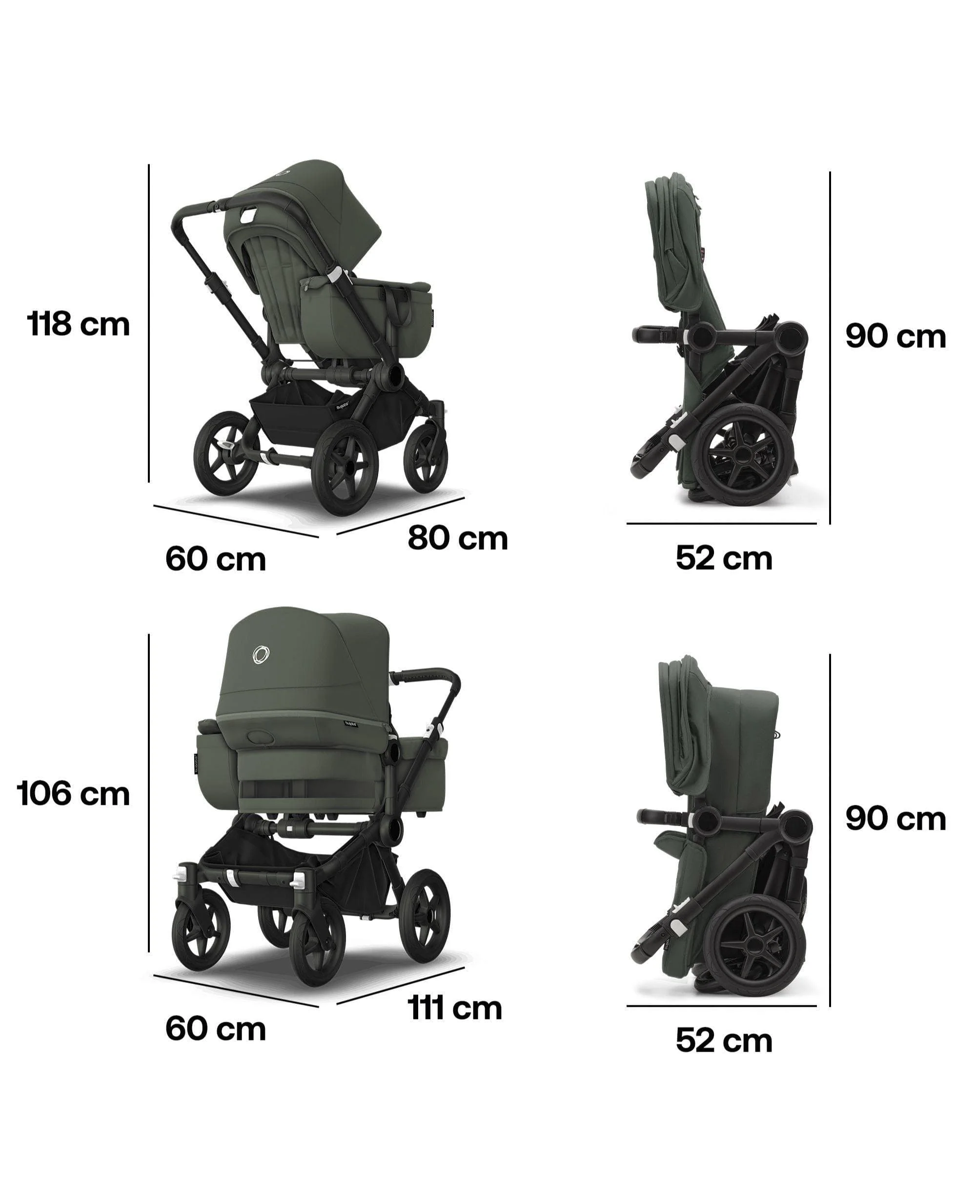 Bugaboo Donkey 5 Mono Complete Pushchair & Carrycot - Forest Green - Image 6
