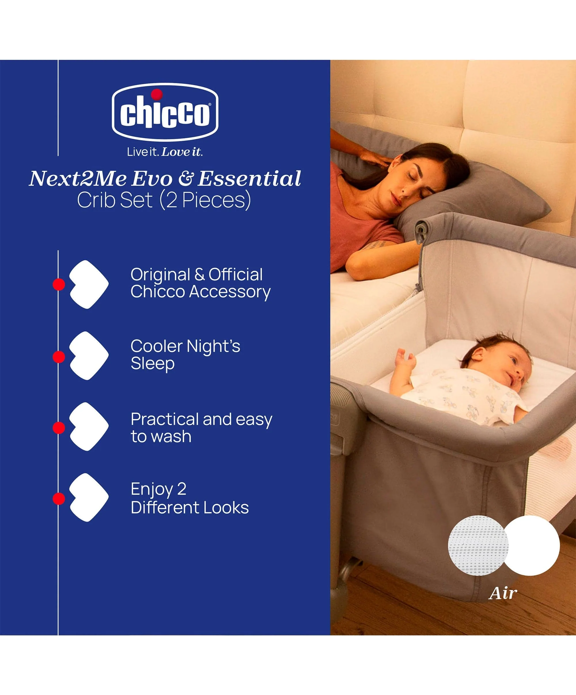 Chicco Next2Me Fitted Sheets Crib Set (2 Piece) - Air - Image 3