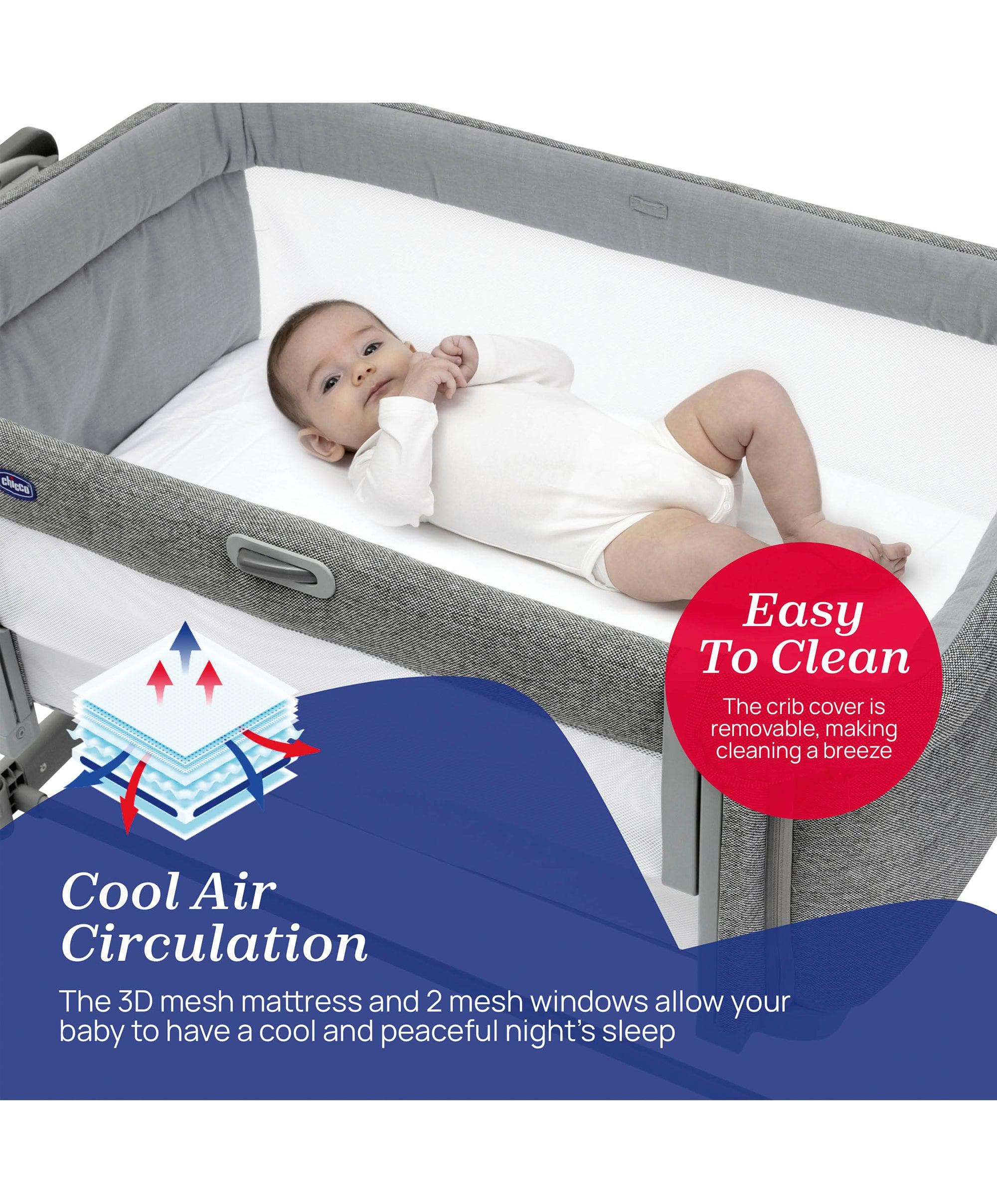 Chicco Next2Me Magic Evo Bedside Crib – Dark Grey - Image 3