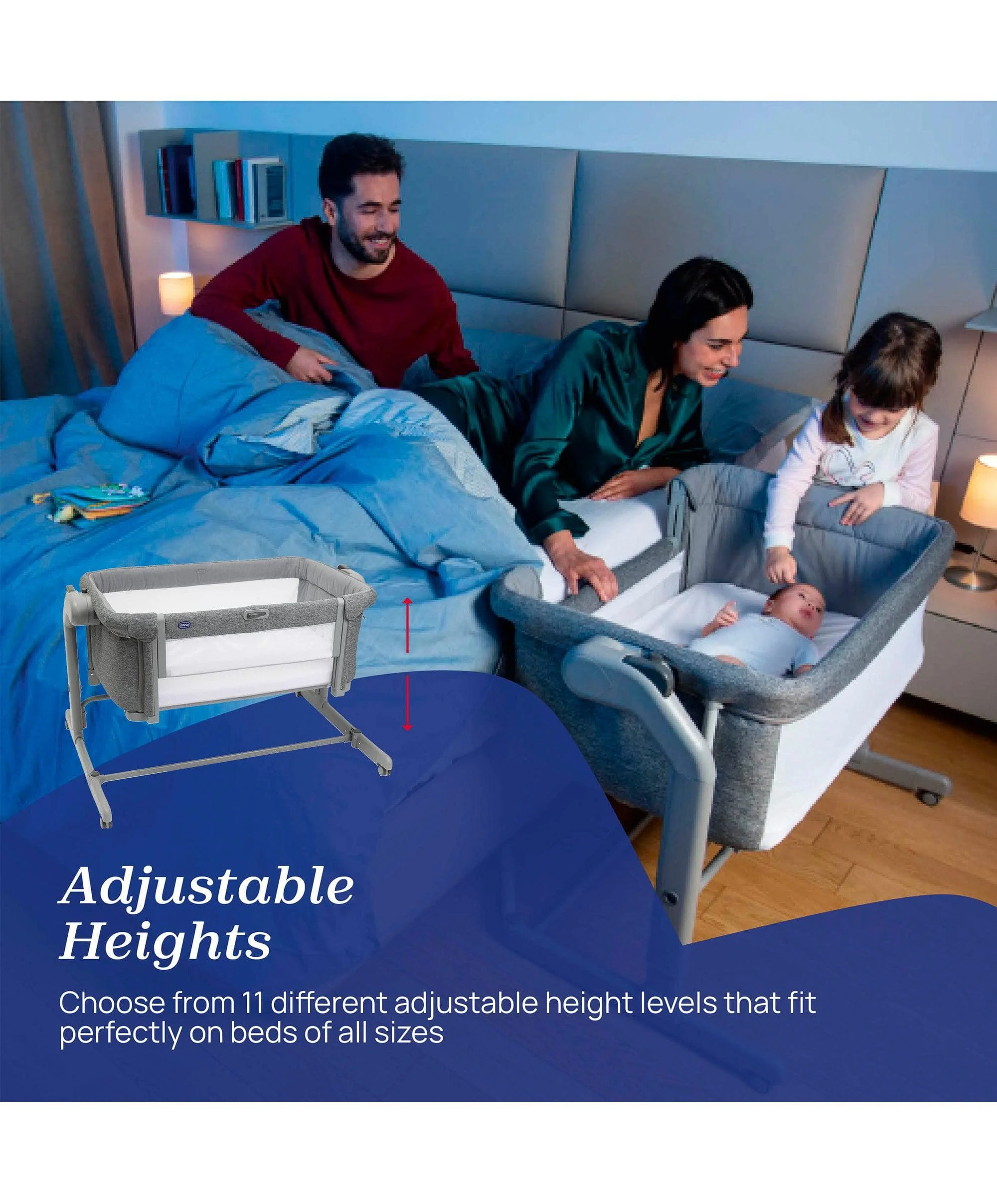 Chicco Next2Me Magic Evo Bedside Crib – Dark Grey - Image 5