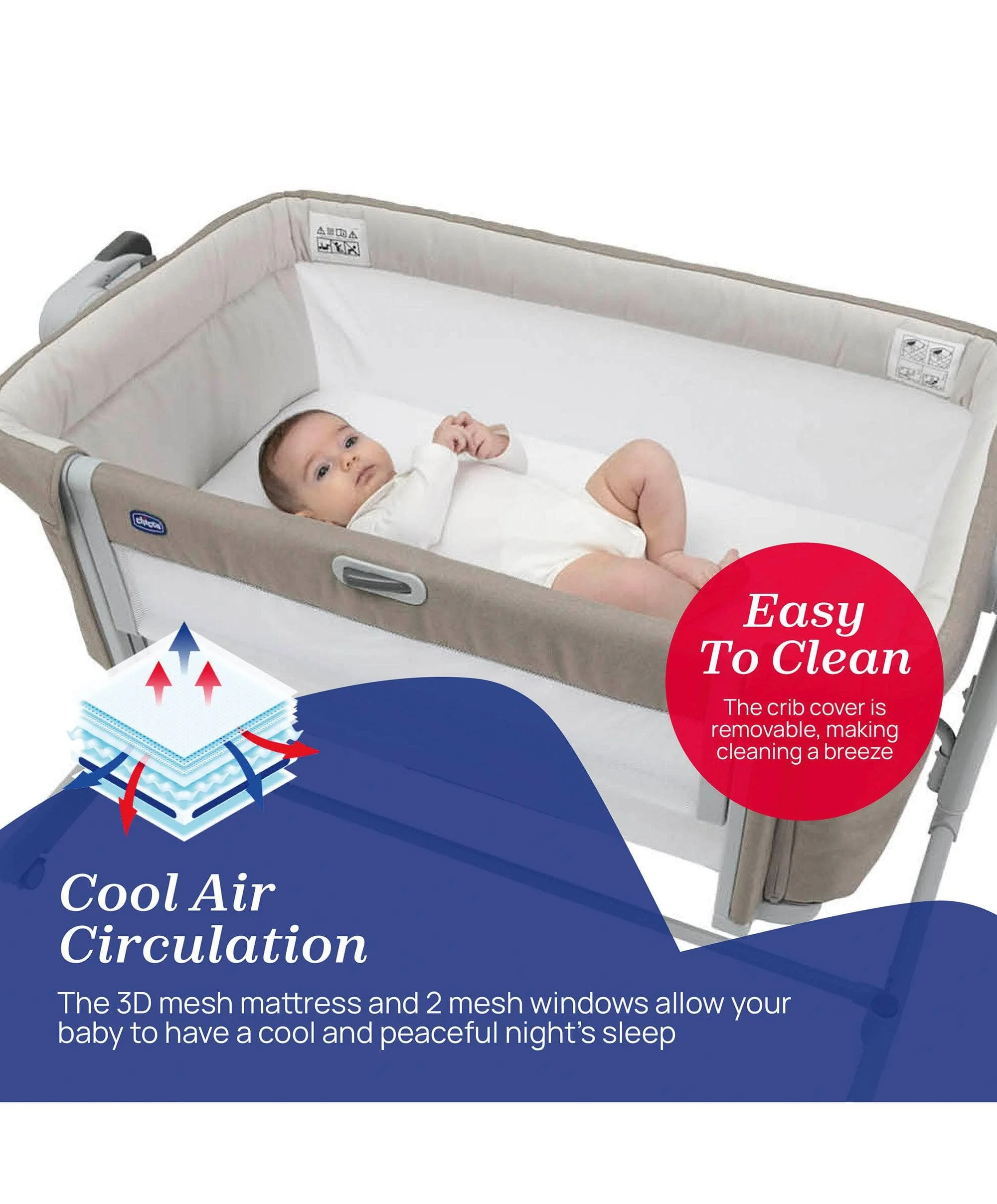 Chicco Next2Me Magic Evo Bedside Crib – Desert Taupe - Image 6
