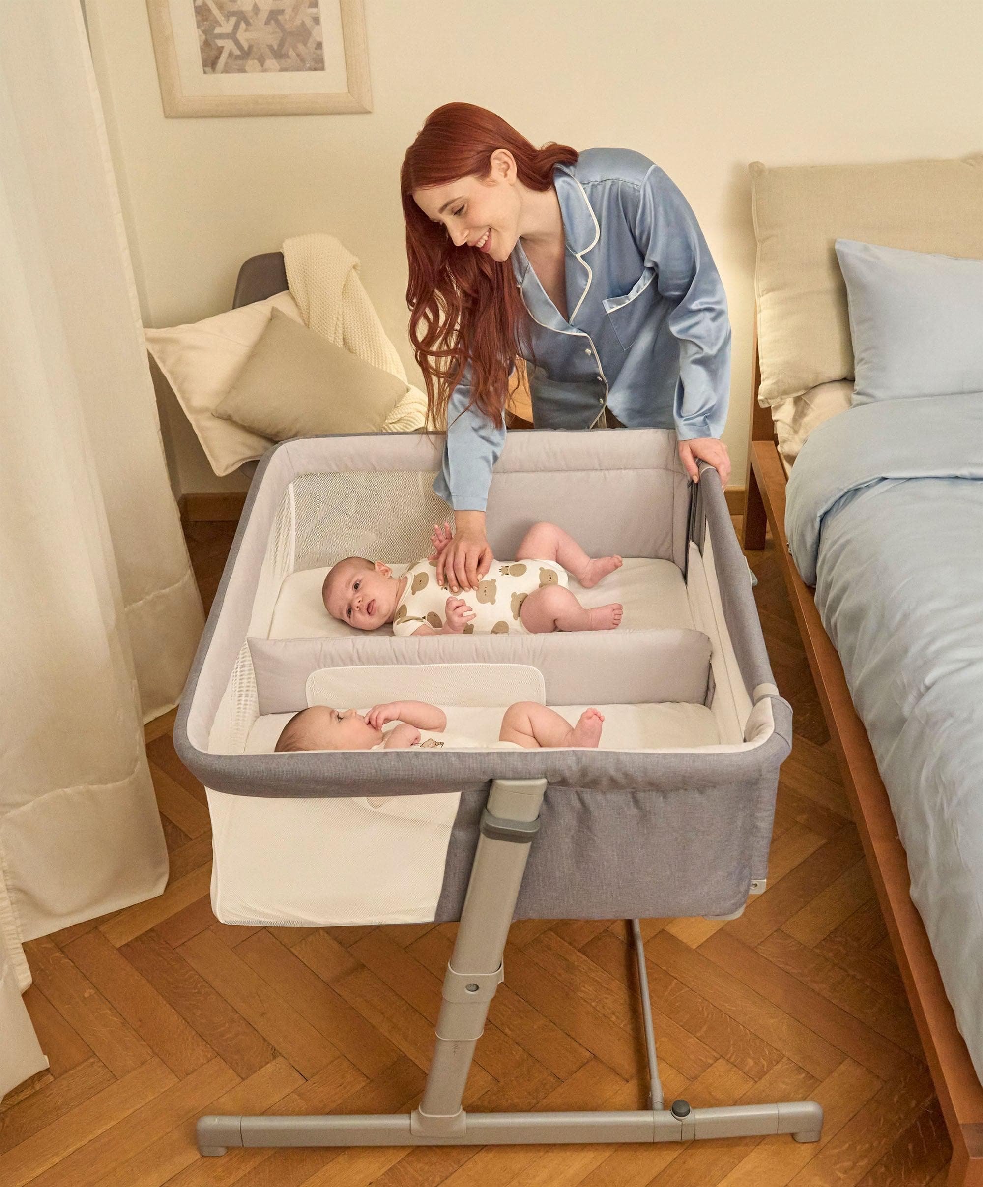 Chicco Next2Me Twins  Bedside Crib – Magnet Grey - Image 2