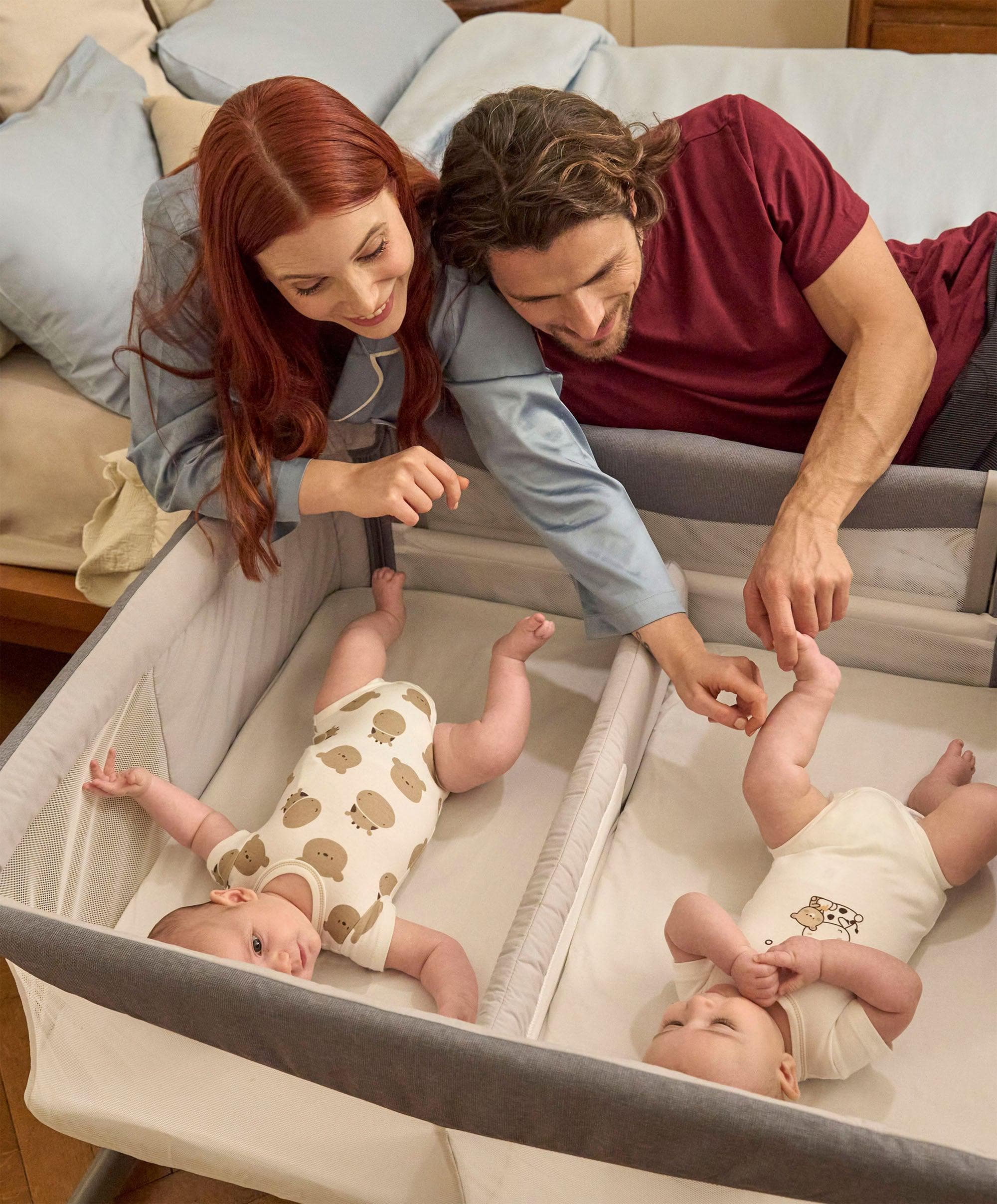 Chicco Next2Me Twins  Bedside Crib – Magnet Grey - Image 4