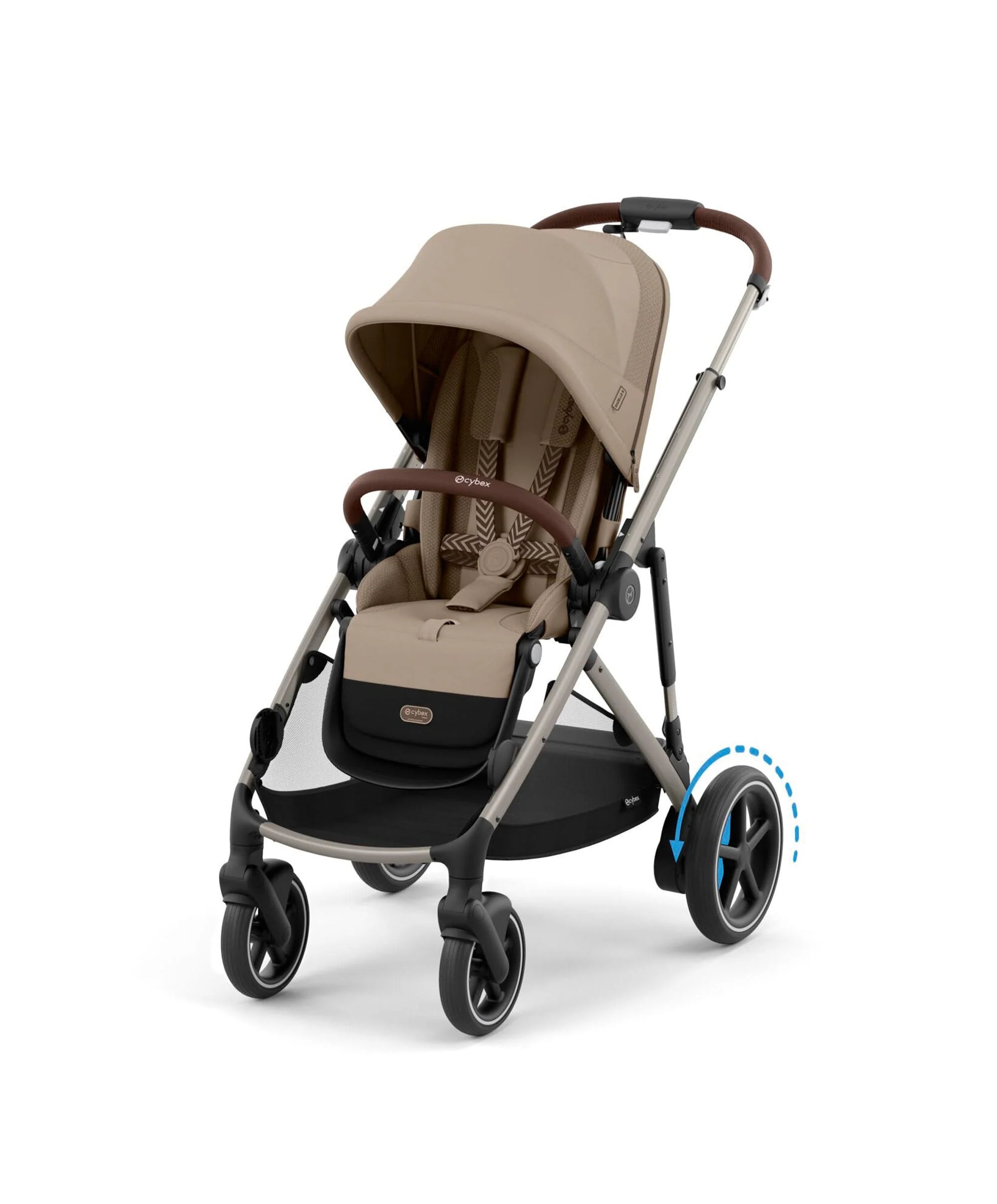 Cybex e-Gazelle S Electric Single to Double Pushchair Bundle with Cybex Cloud T+ i-Size Rotating Car Seat (7 Pieces) - Almond Beige - Image 2
