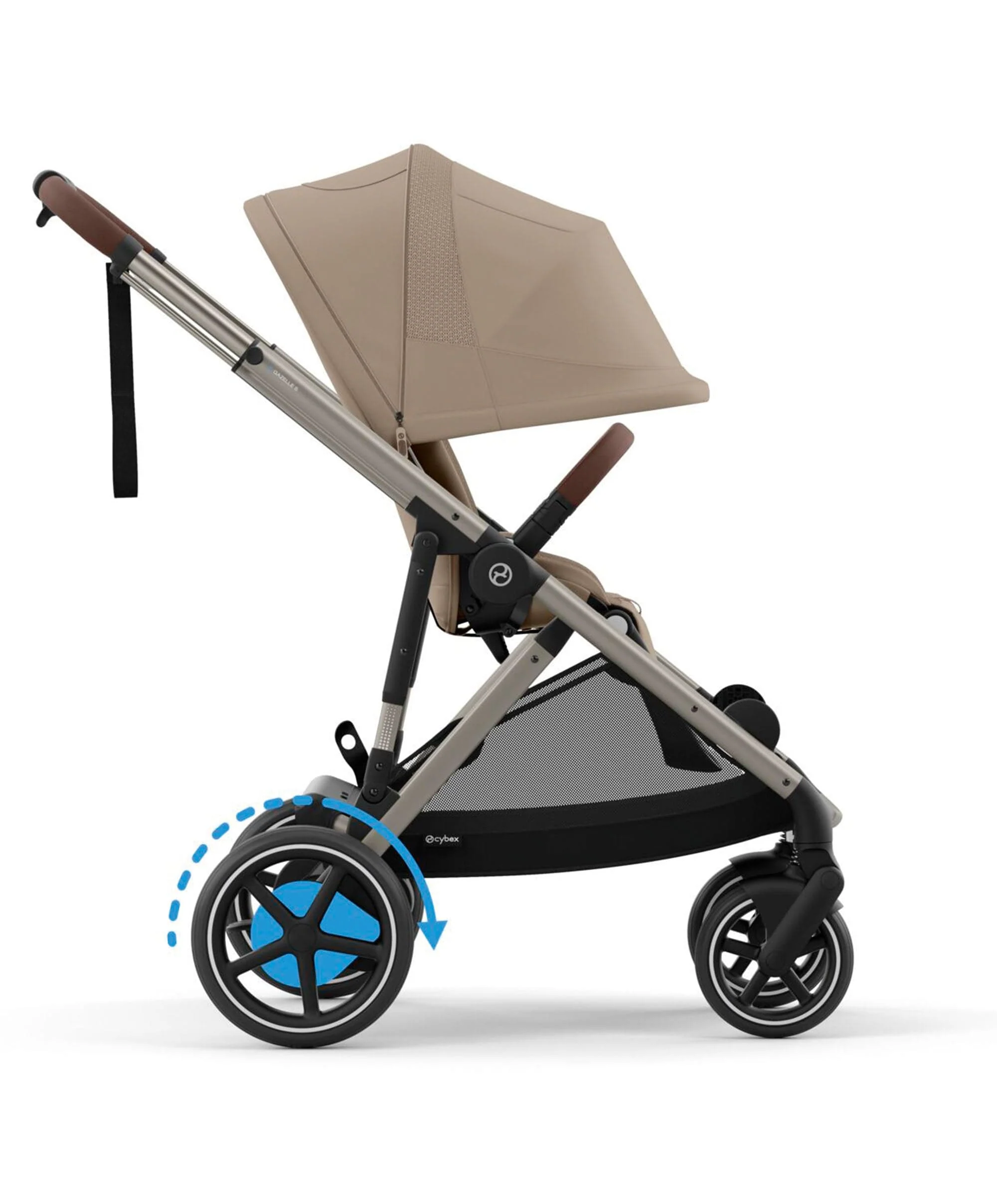 Cybex e-Gazelle S Electric Single to Double Pushchair Bundle with Cybex Cloud T+ i-Size Rotating Car Seat (7 Pieces) - Almond Beige - Image 3