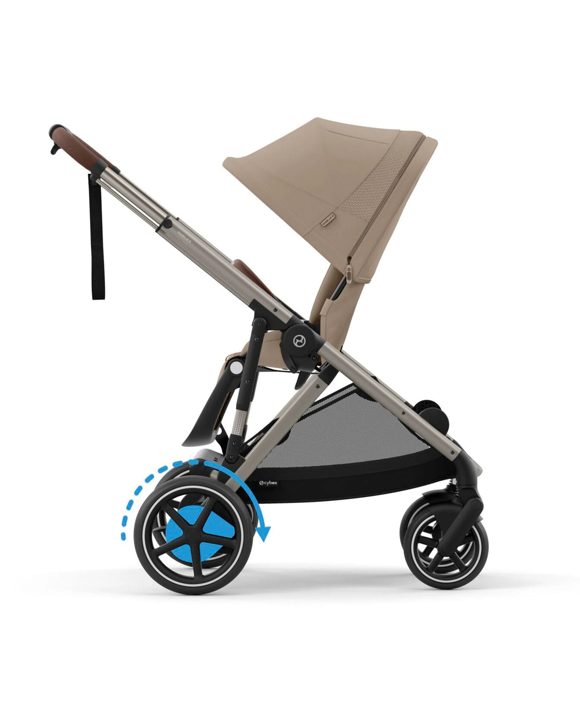 Cybex e-Gazelle S Electric Single to Double Pushchair Bundle with Cybex Cloud T+ i-Size Rotating Car Seat (7 Pieces) - Almond Beige - Image 4