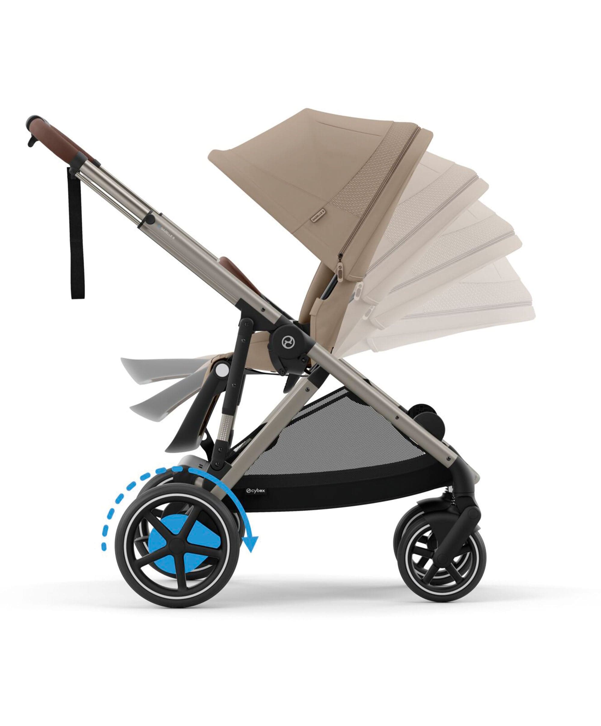 Cybex e-Gazelle S Electric Single to Double Pushchair Bundle with Cybex Cloud T+ i-Size Rotating Car Seat (7 Pieces) - Almond Beige - Image 5