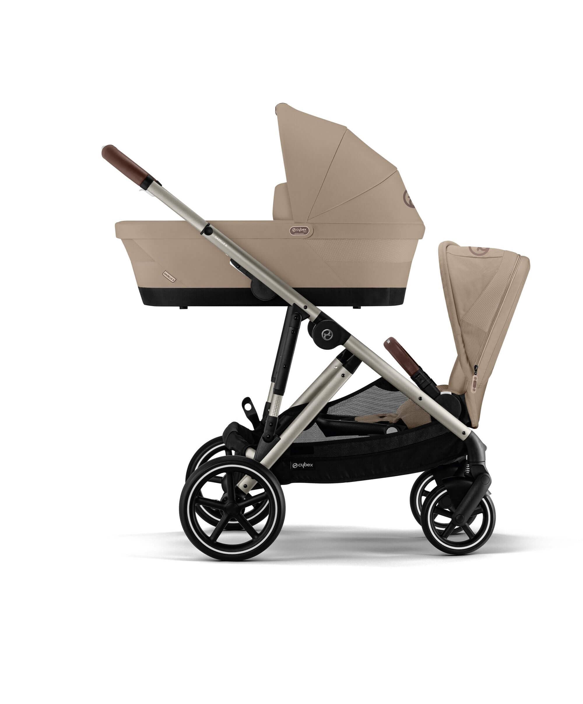 Cybex Gazelle S Twin Pushchair Bundle with Cybex Cloud T i-Size Rotating Baby Car Seat & Base (16 Pieces)- Almond Beige - Image 12