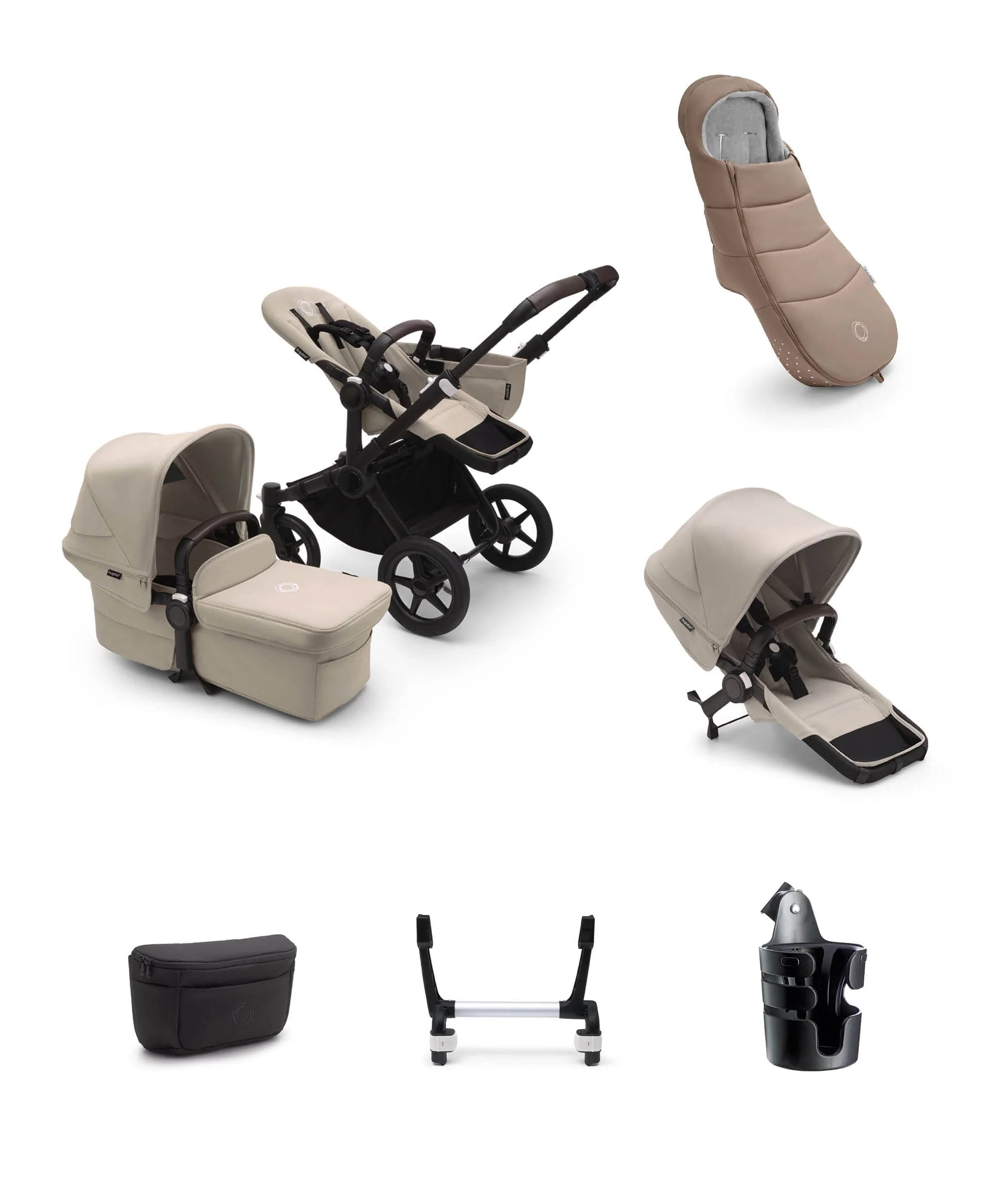 Bugaboo Donkey 5 Duo Essential Newborn Pushchair Bundle (7 Pieces) - Taupe