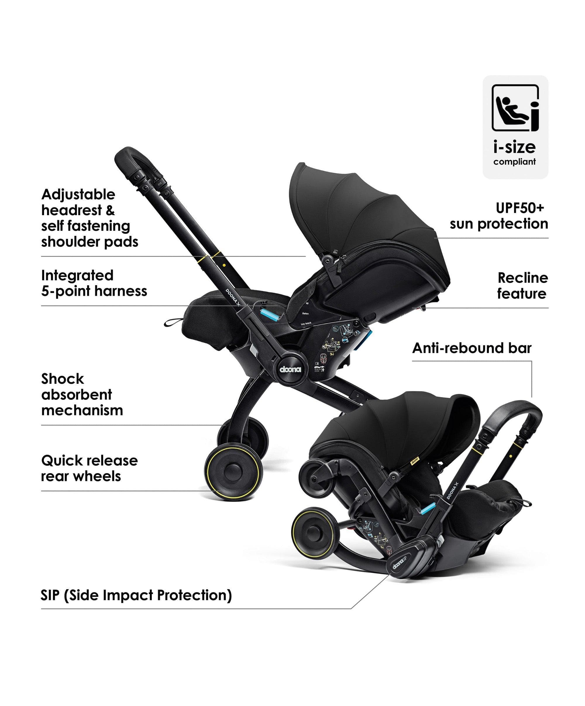 Doona X Car Seat & Stroller With Free Raincover - Nitro Black - Image 4