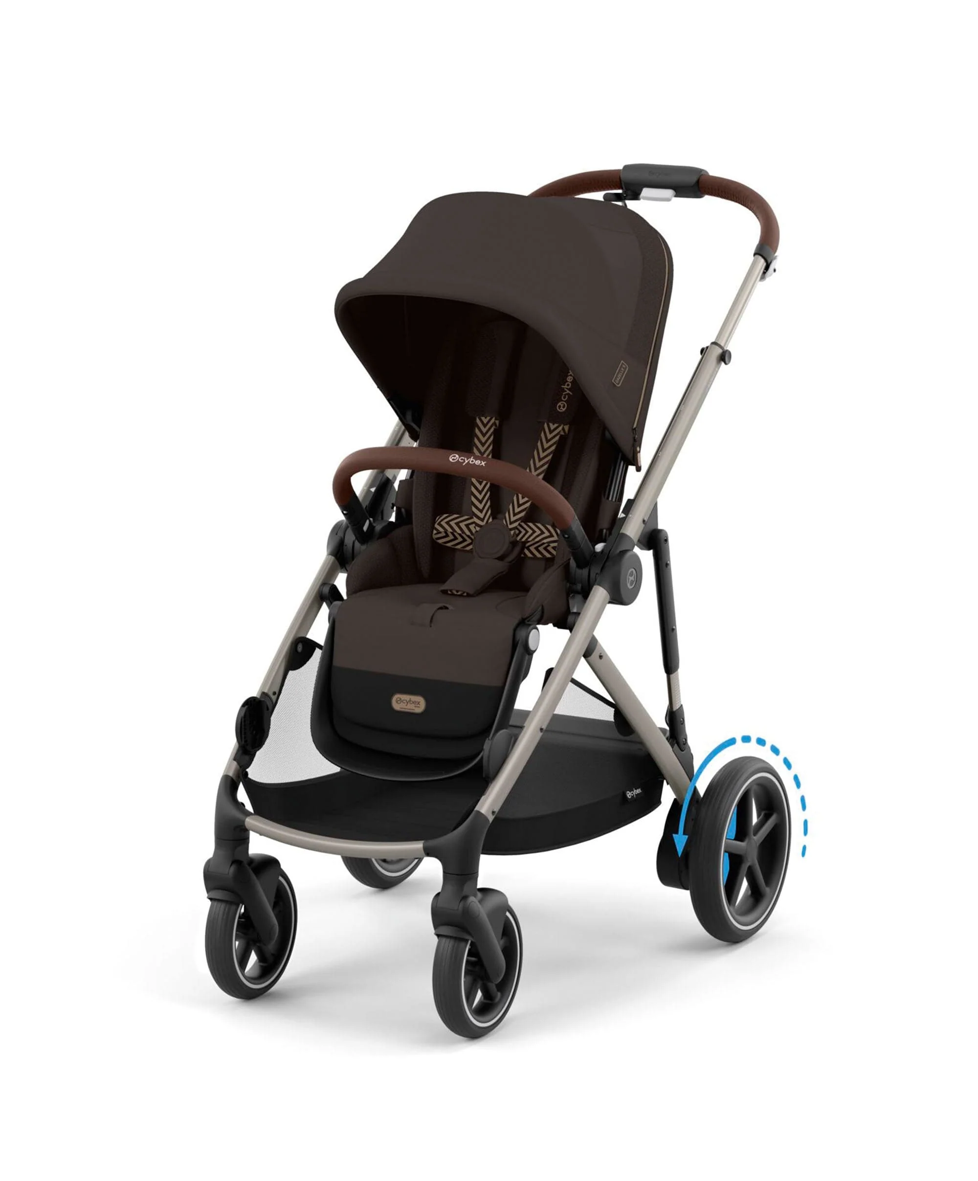 Cybex e-Gazelle S Electric Single to Double Pushchair Bundle with Cybex Cloud T i-Size Rotating Car Seat (7 Pieces) - Chocolate Brown - Image 2