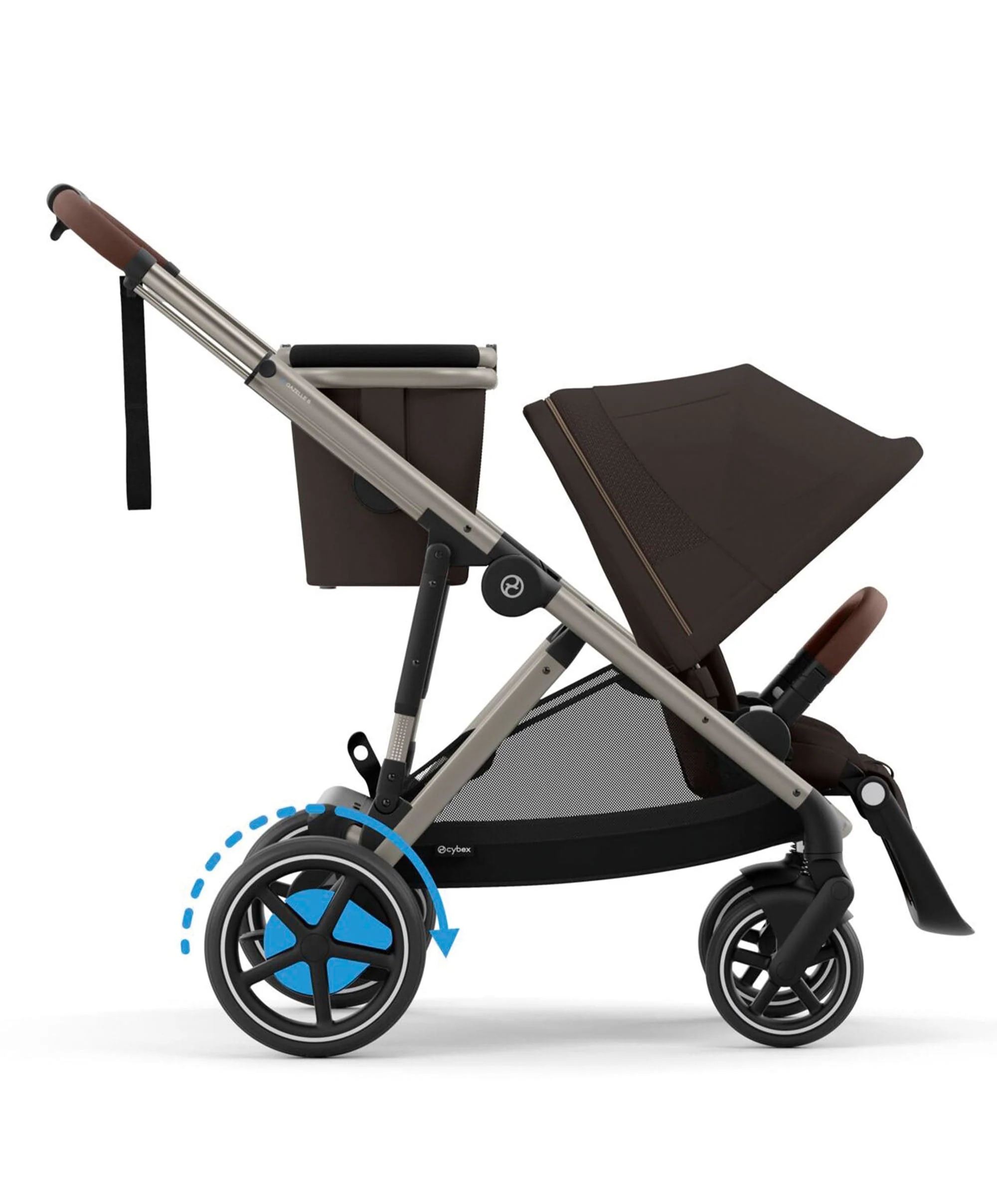 Cybex e-Gazelle S Electric Single to Double Pushchair Bundle with Cybex Cloud T i-Size Rotating Car Seat (7 Pieces) - Chocolate Brown - Image 7