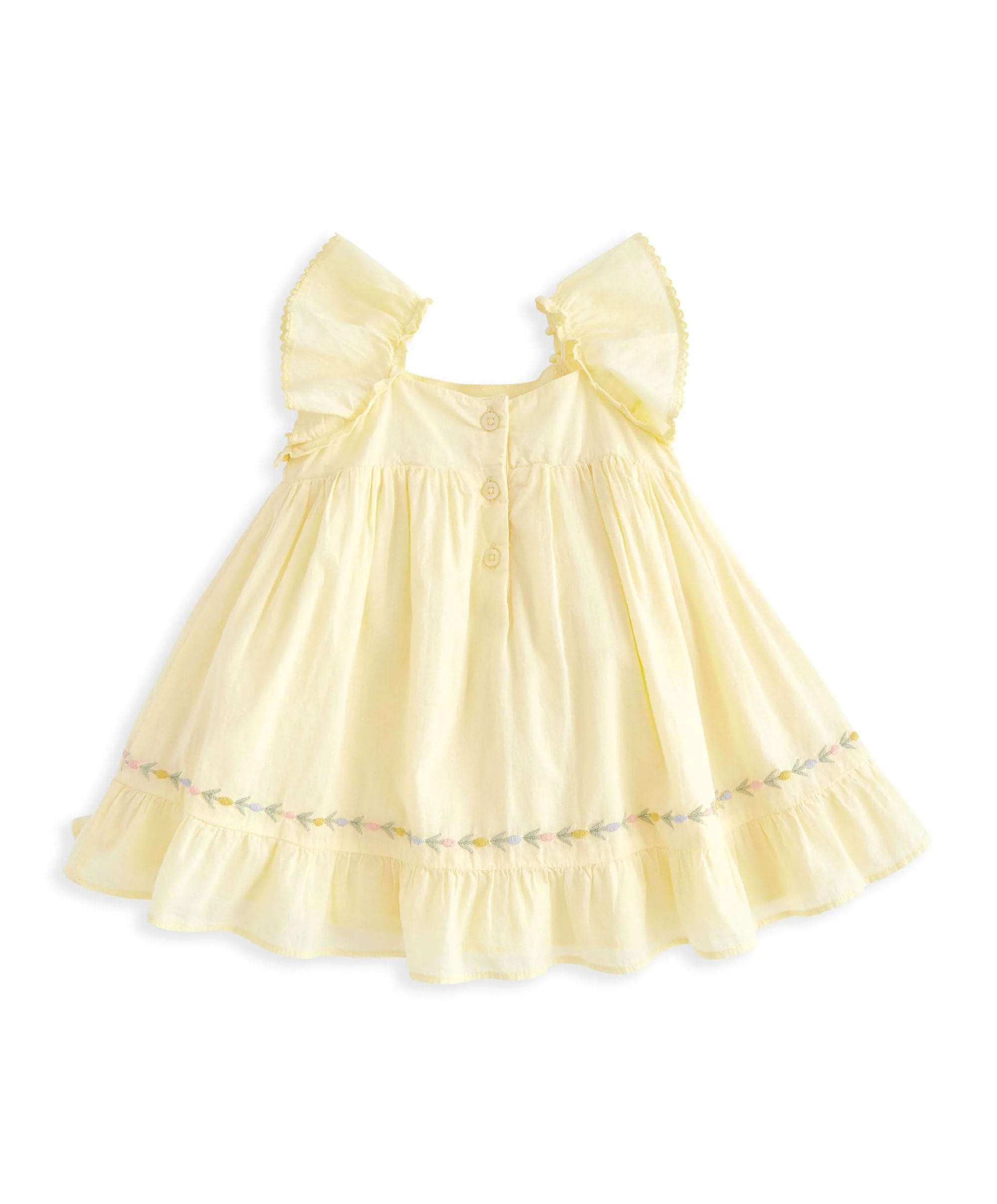 Peplum Frill Embroidered Dress - Yellow - Image 2