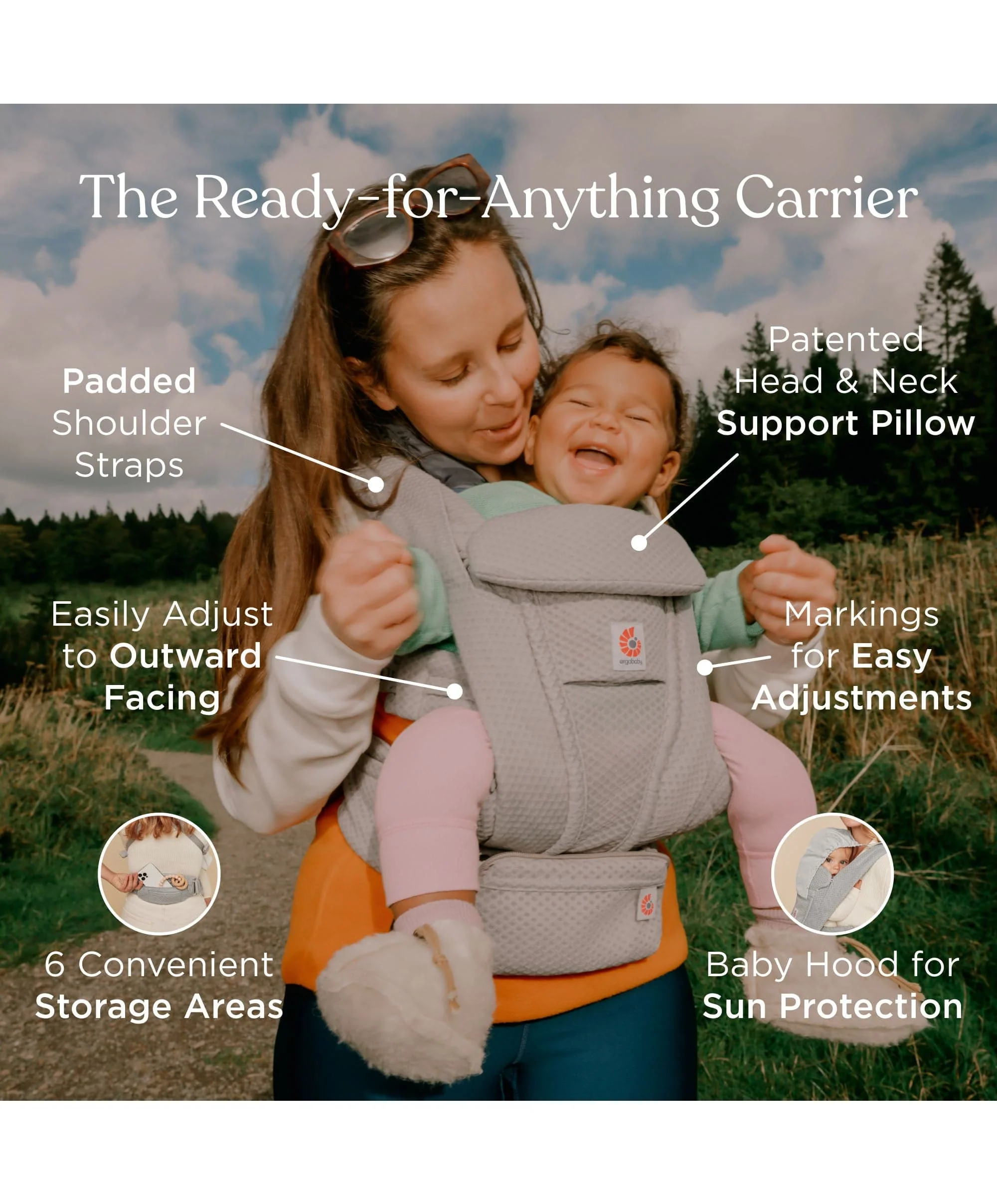 Ergobaby Omni Deluxe Mesh Baby Carrier - Natural Beige - Image 12
