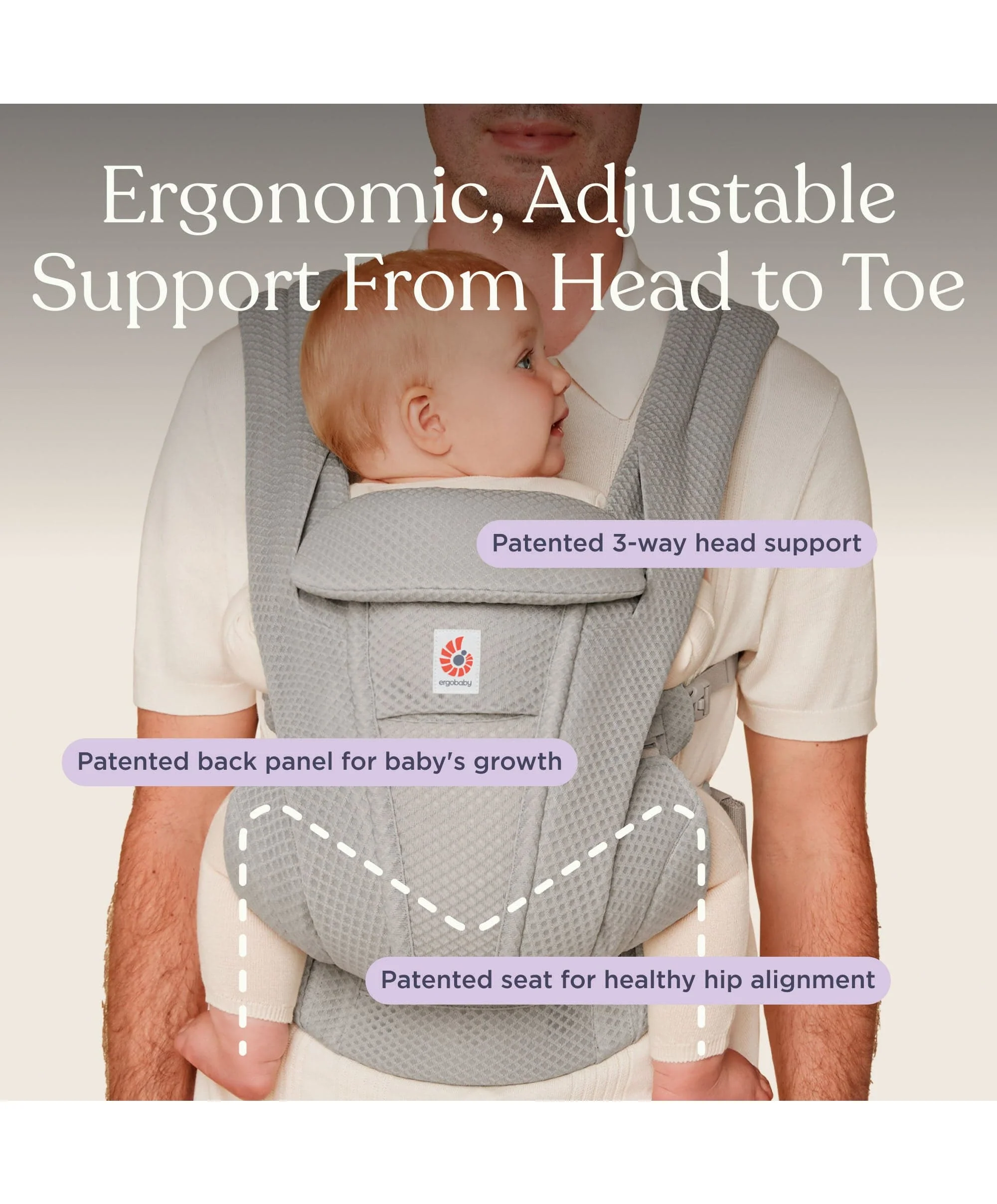 Ergobaby Omni Deluxe Mesh Baby Carrier- Graphite Grey - Image 11